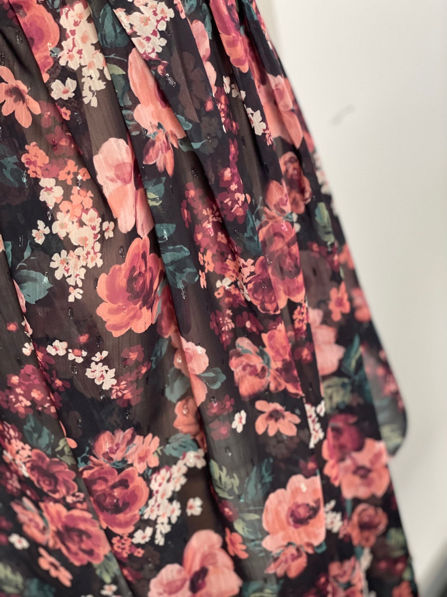 Voile lurex plumetis - Imprimé Camille - Noir & Prune