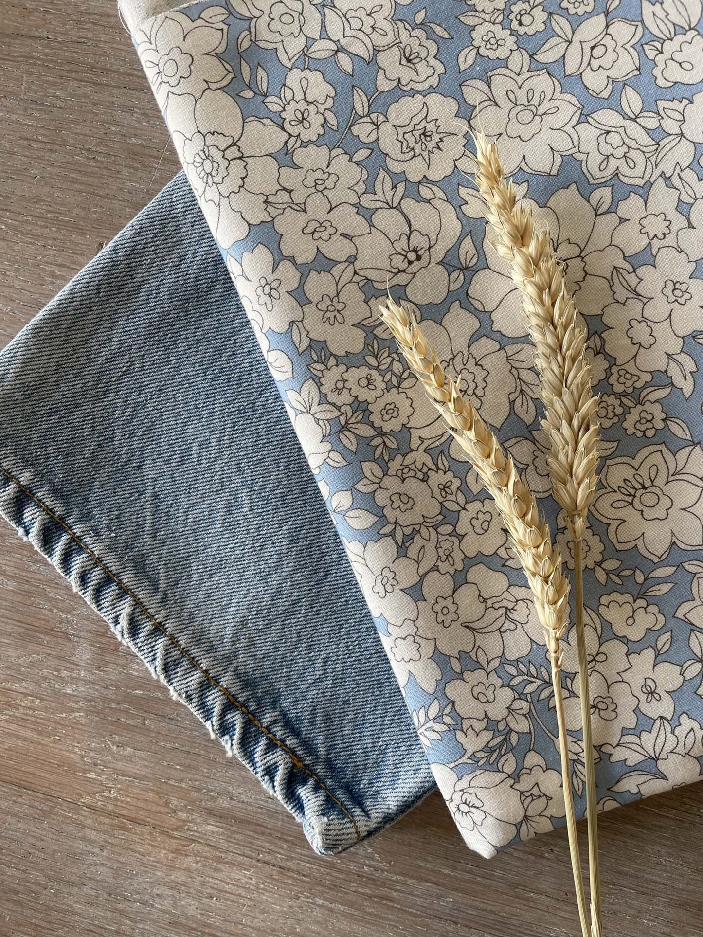 Toile de coton Bio - Imprimé Garance - Bleu doux