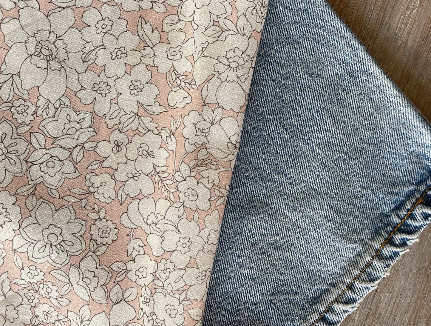 Toile de coton Bio - Imprimé Garance - Rose doux
