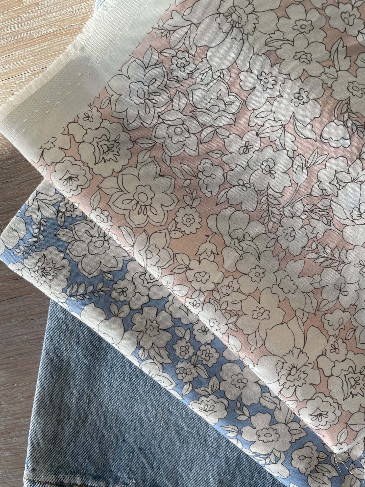 Toile de coton Bio - Imprimé Garance - Rose doux