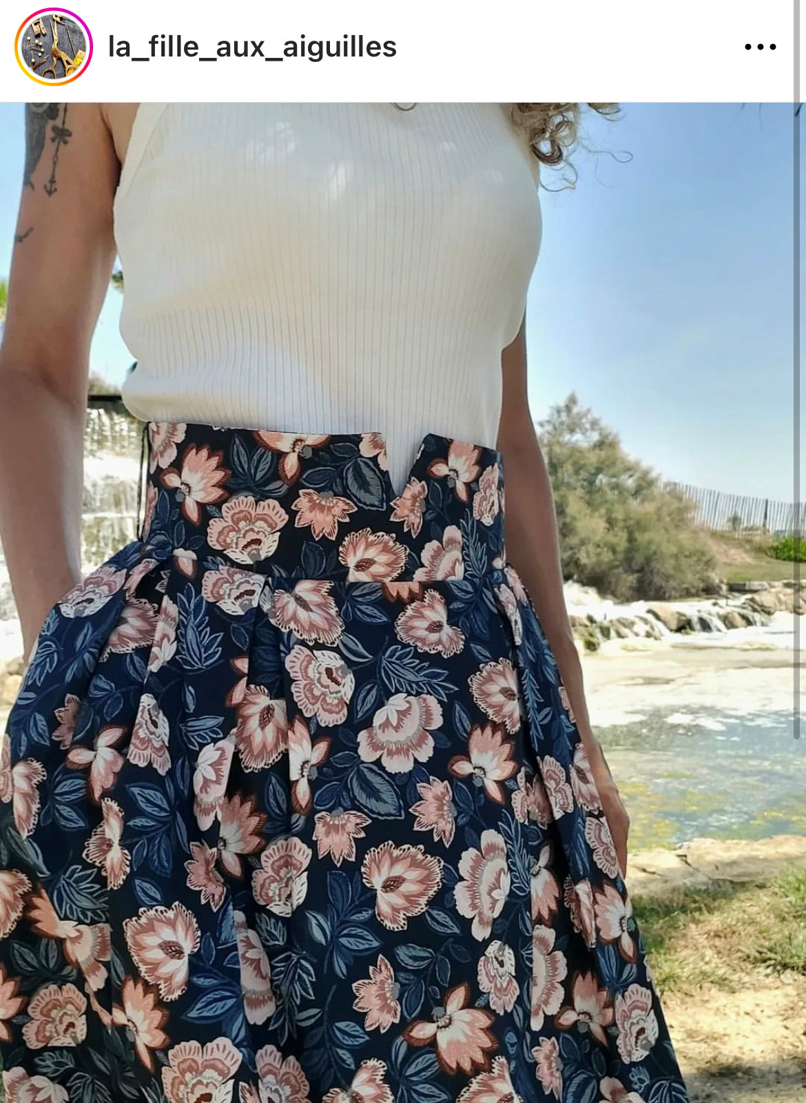 Popeline craquante - Imprimé Tianna - Marine