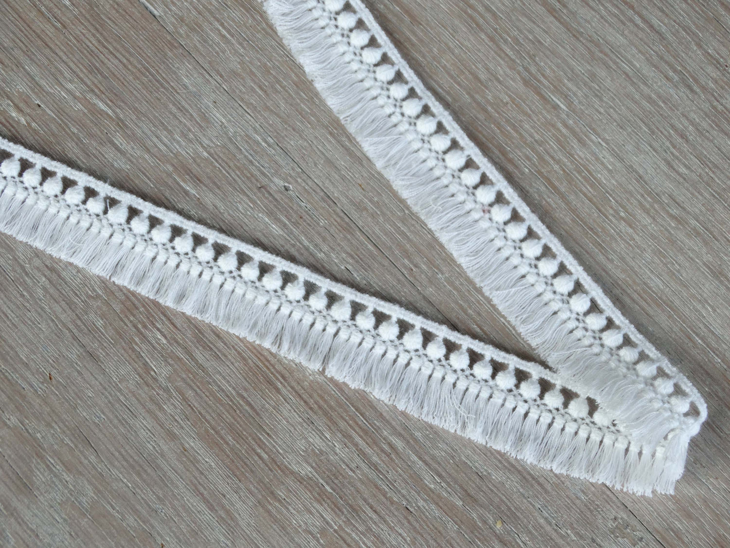 Ruban Guipure Pompon - Coton - Blanc