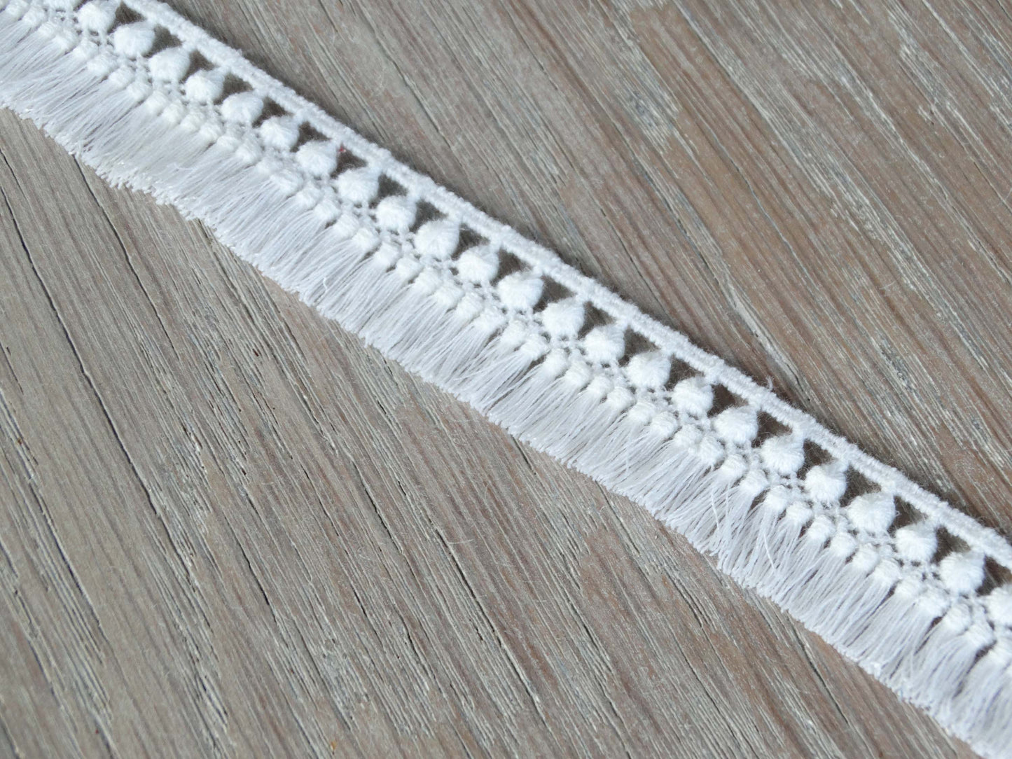 Ruban Guipure Pompon - Coton - Blanc