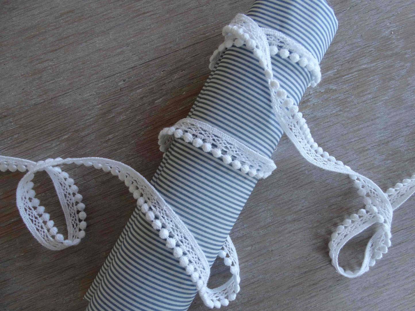 Ruban Guipure Pois- Coton - Blanc