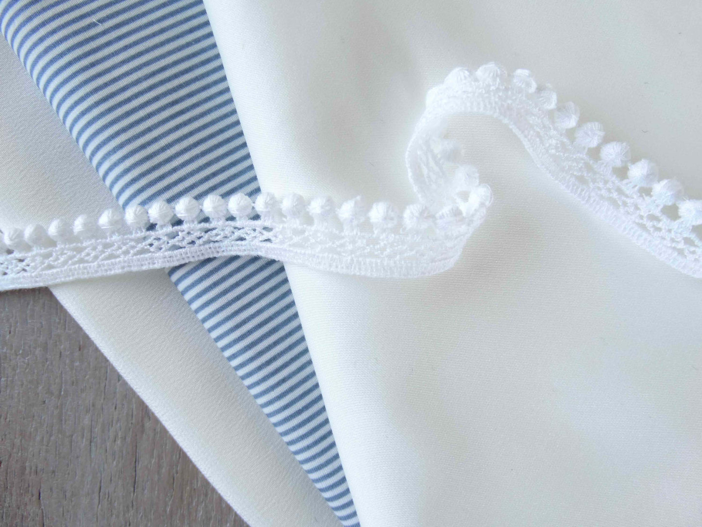 Ruban Guipure Pois- Coton - Blanc