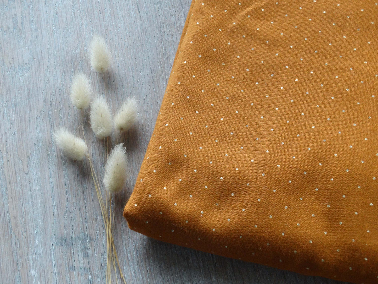 Toile viscose - Imprimé Pois - Caramel et Or