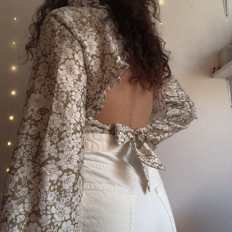 Satin de coton - Imprimé Garance - Kaki