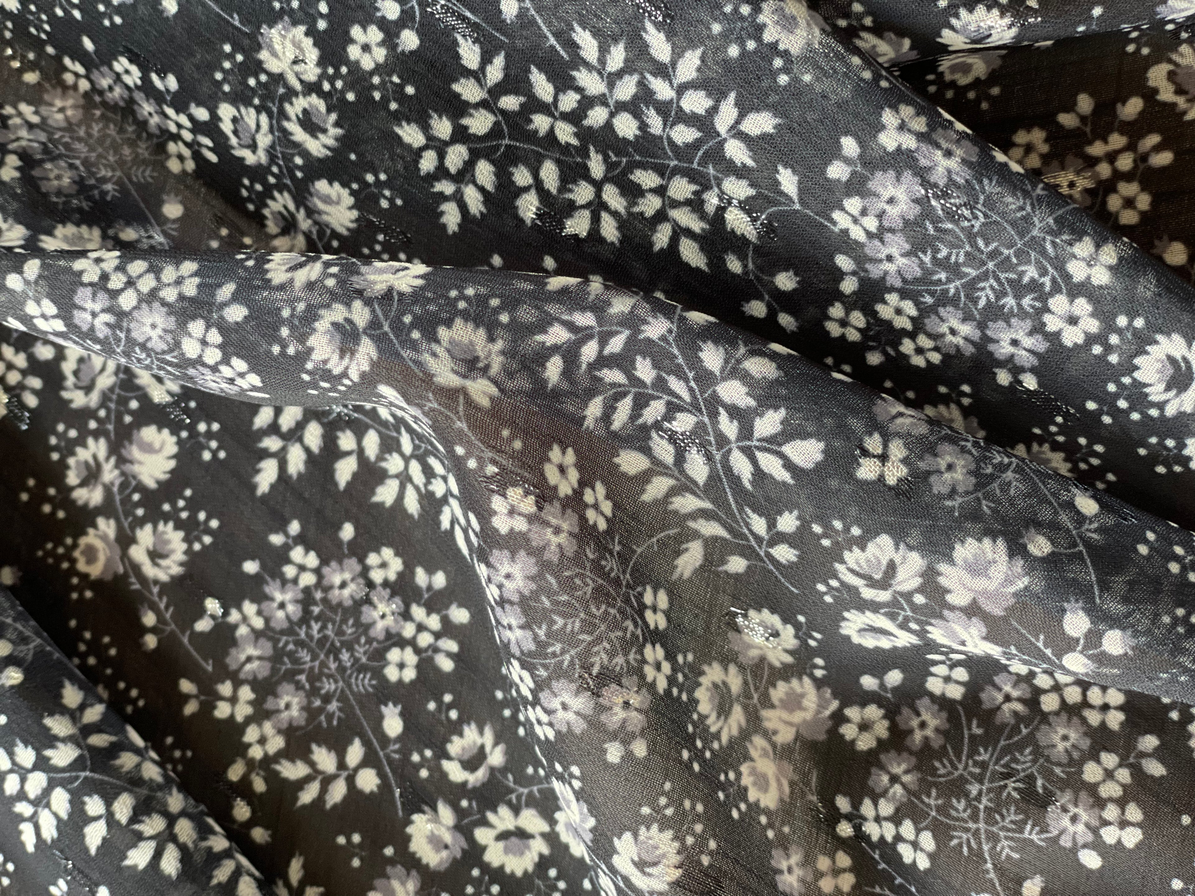 Voile lurex plumetis - Imprimé Juliette (Coupon)