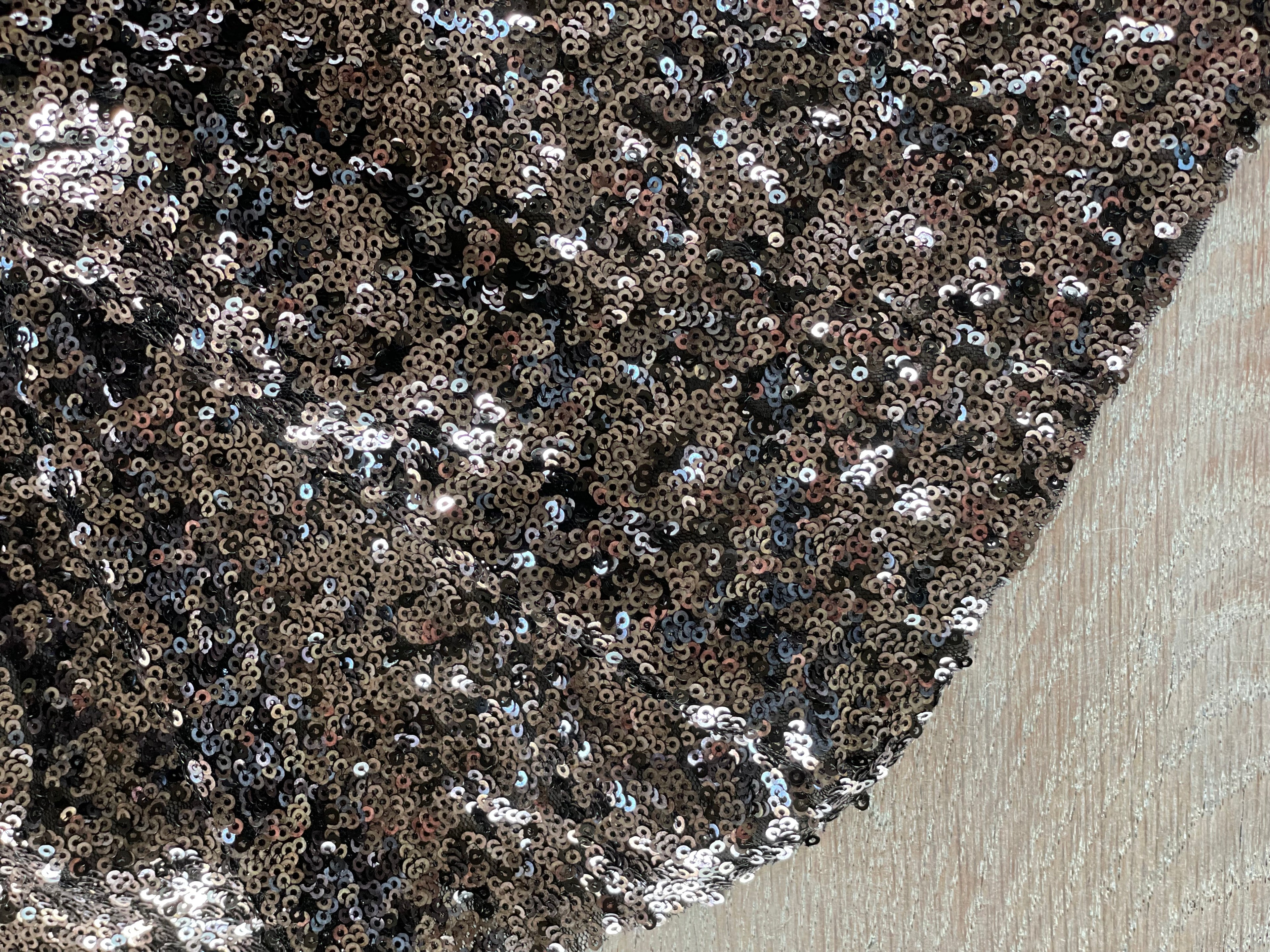Sequins - Noir Argent - Uni brillant (Coupon)