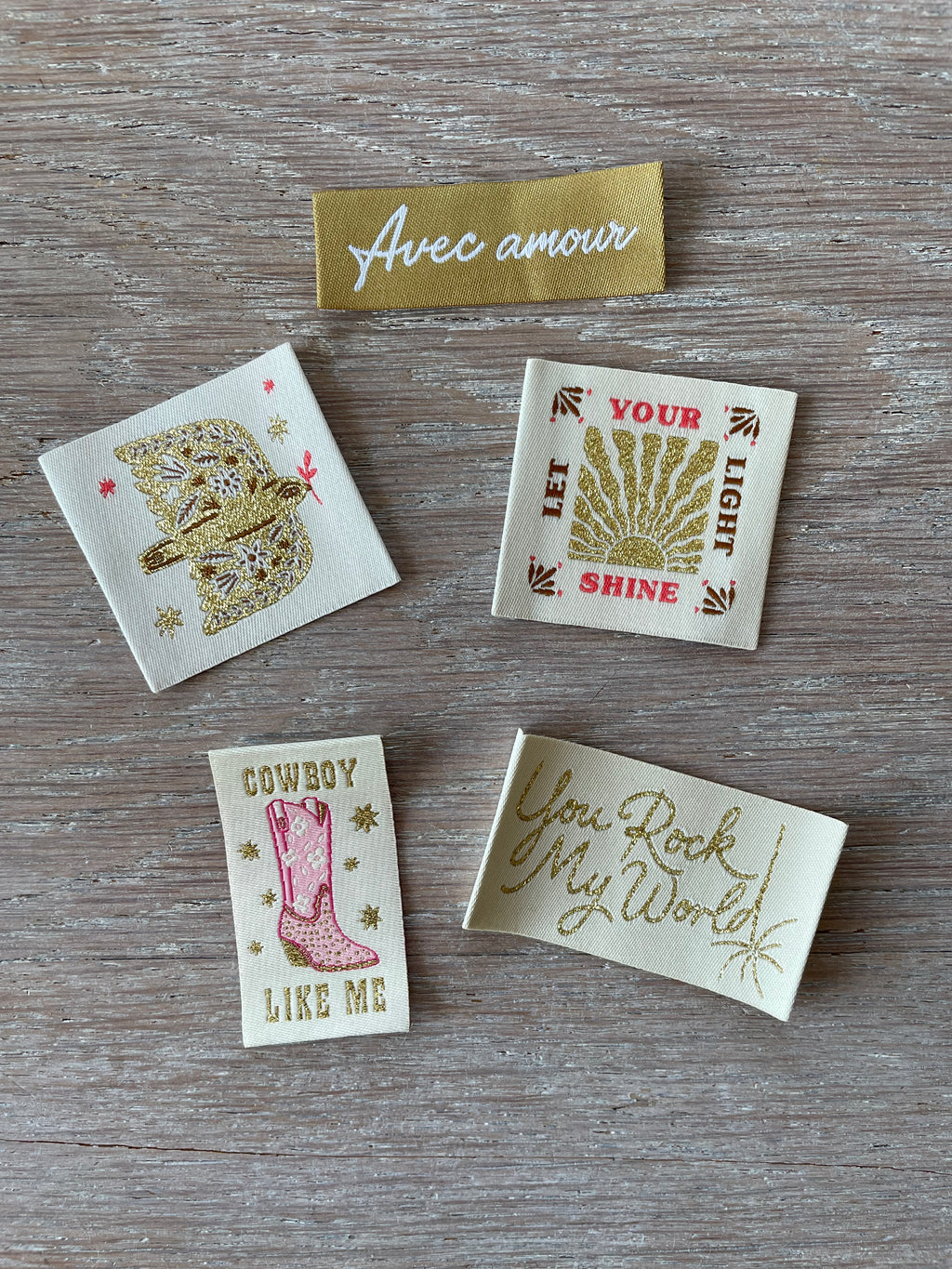 Lot de 5 étiquettes tissées Casa La Forêt