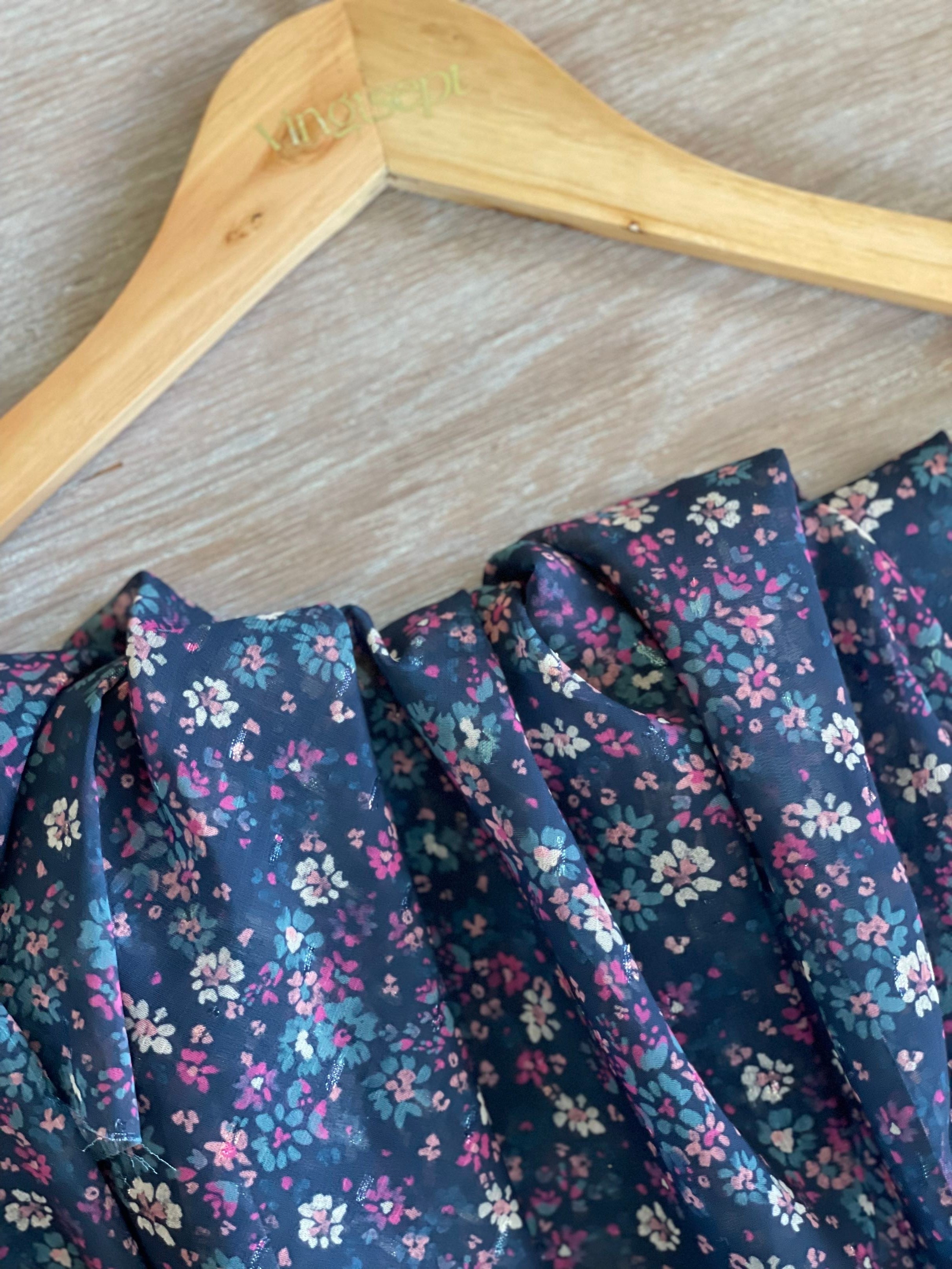 Voile lurex plumetis - Imprimé Amber - Marine, Bleu & Fuchsia