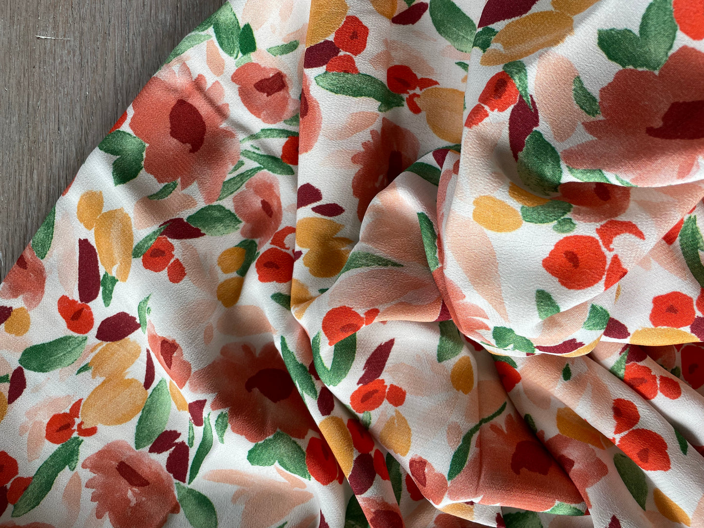 Crêpe marocain de Viscose - Imprimé Vila Rosa - Coloris exclusif (Coupon)