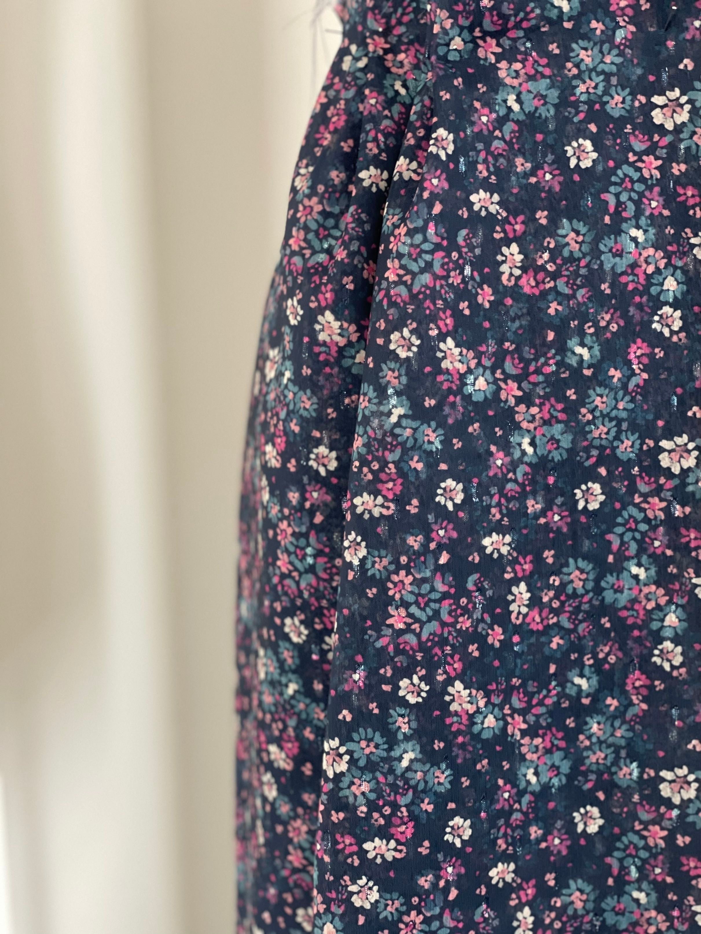 Voile lurex plumetis - Imprimé Amber - Marine, Bleu & Fuchsia