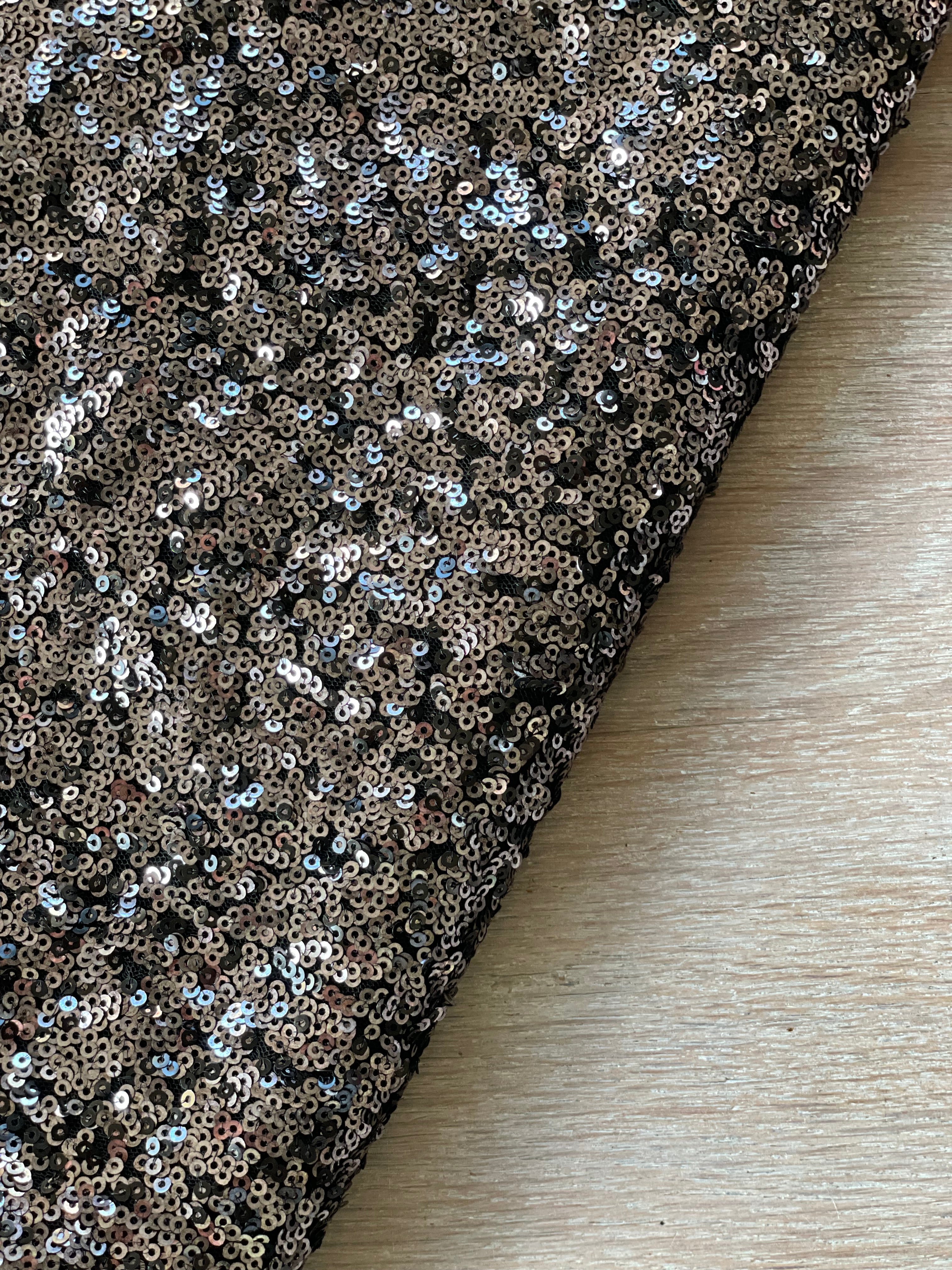Sequins - Noir Argent - Uni brillant (Coupon)