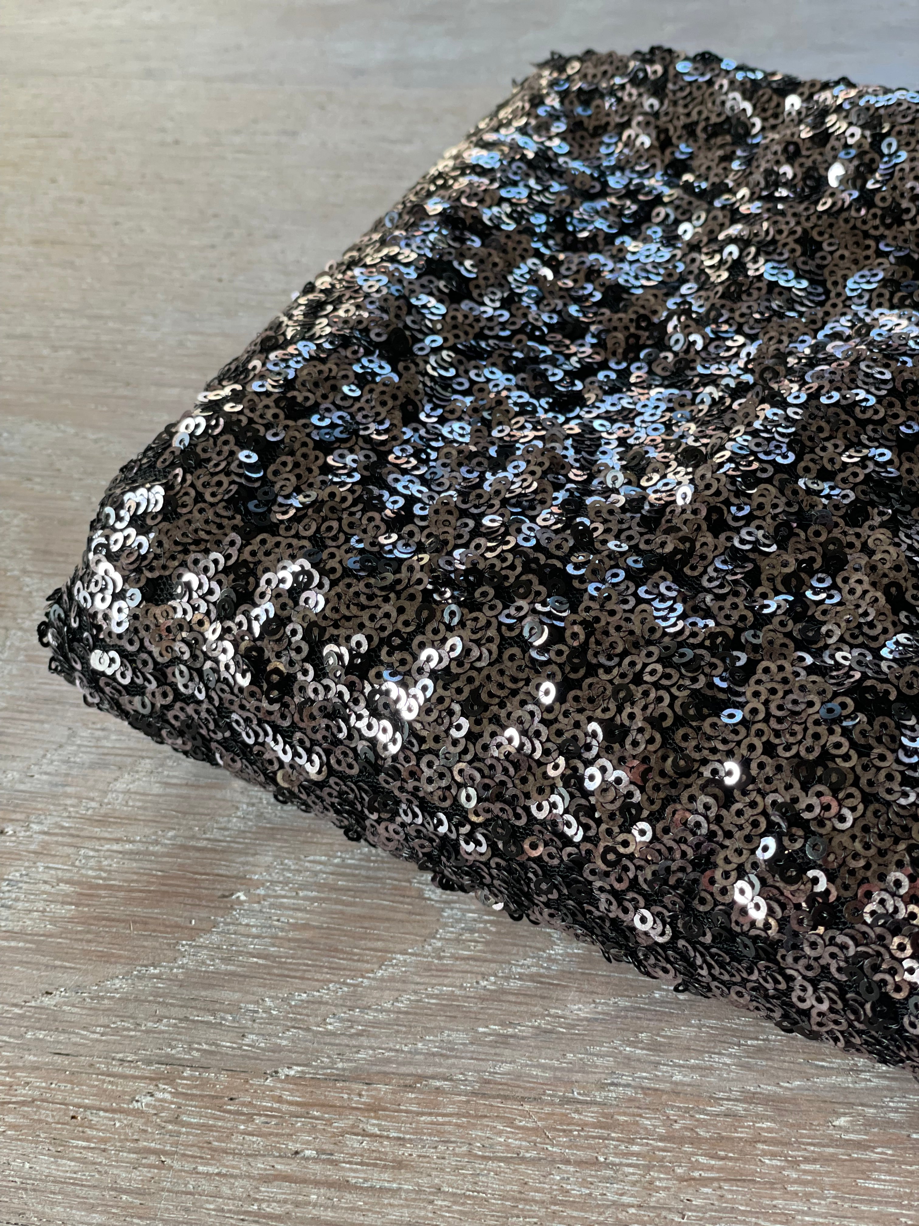Sequins - Noir Argent - Uni brillant (Coupon)
