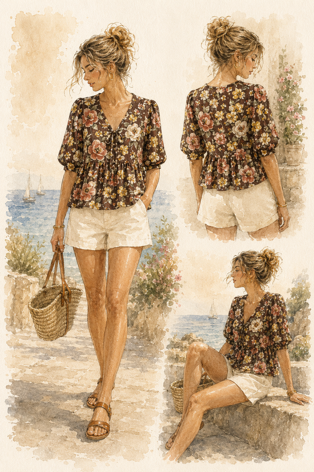 Ensemble Blouse Garance et crêpe marocain de viscose Ecovero Inaya