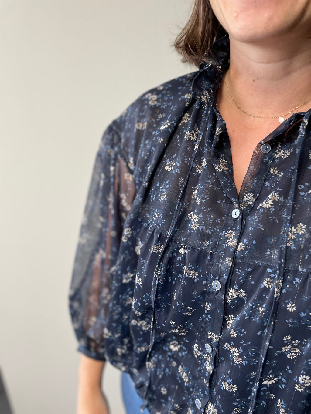 Gold lurex veil - Simone print - Navy