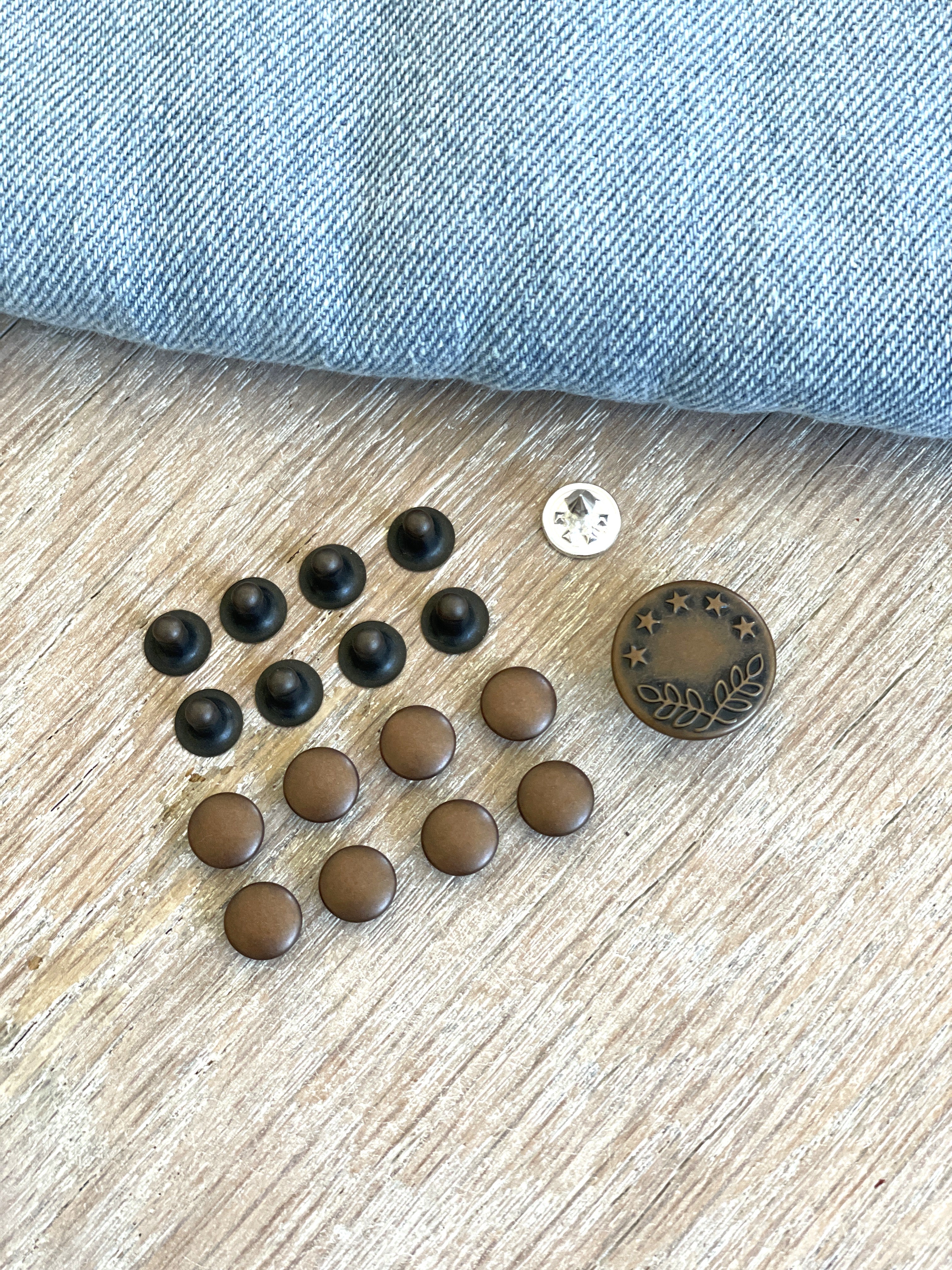 Kit accessoires jeans  - Bouton et rivets - bronze