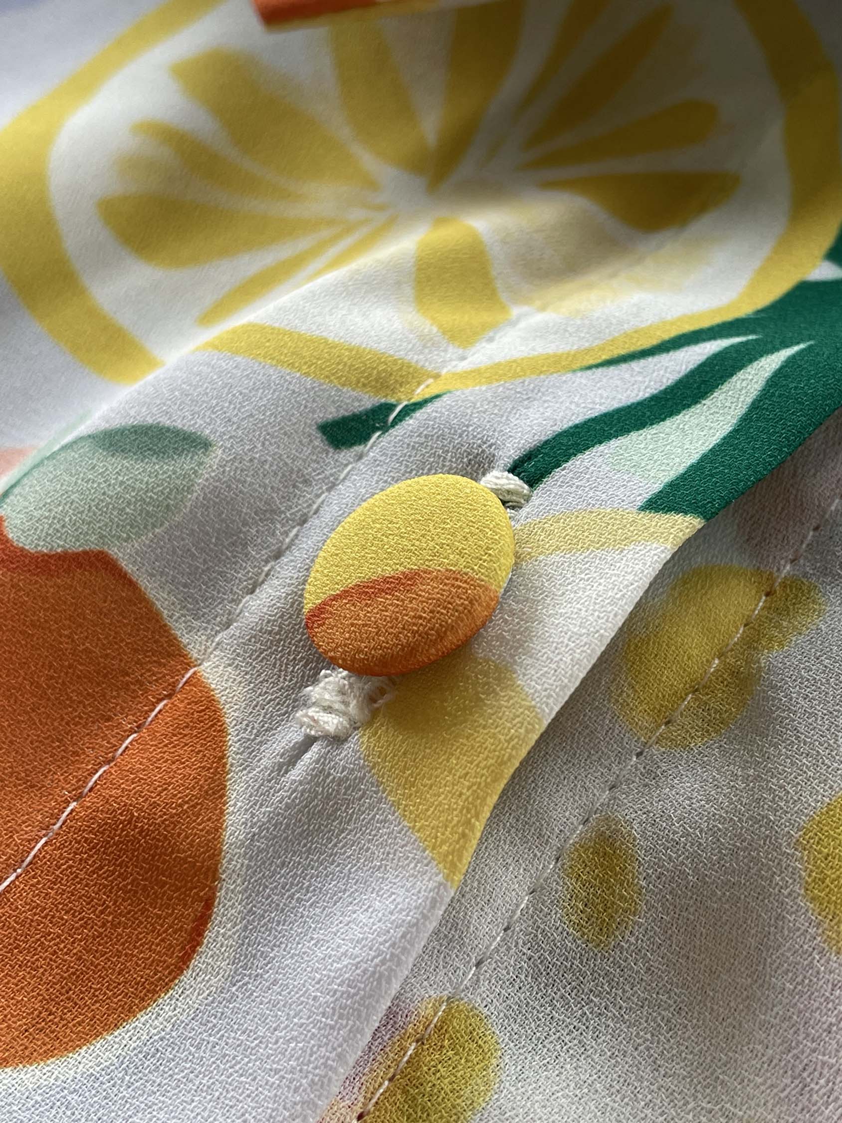 Bouton à coudre - Le Recouvert - Imprimé crepe Clémence