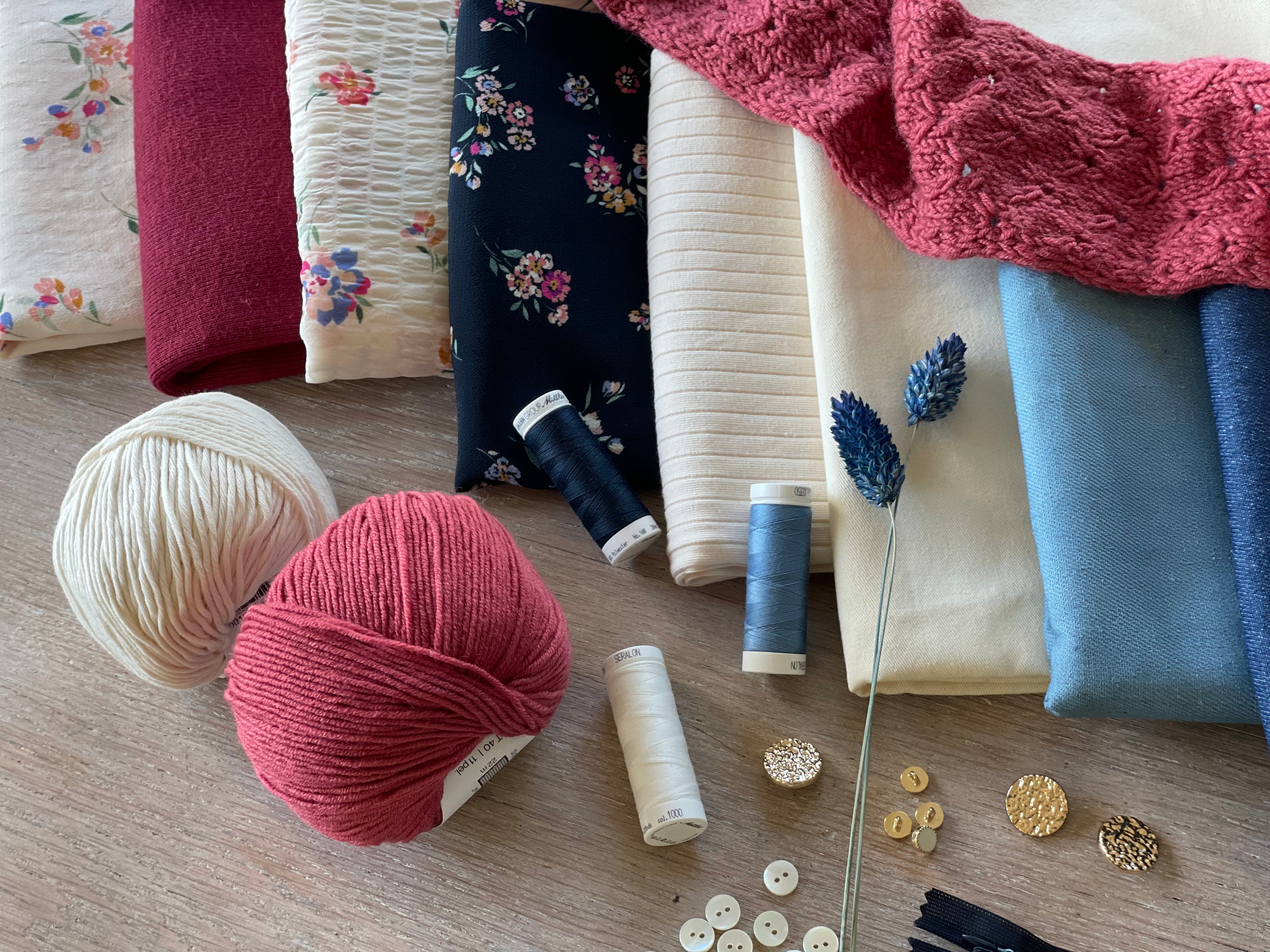 Kit Tricot - Foulard Iris Framboise - Collab' Mailles Héritage x Atelier 27