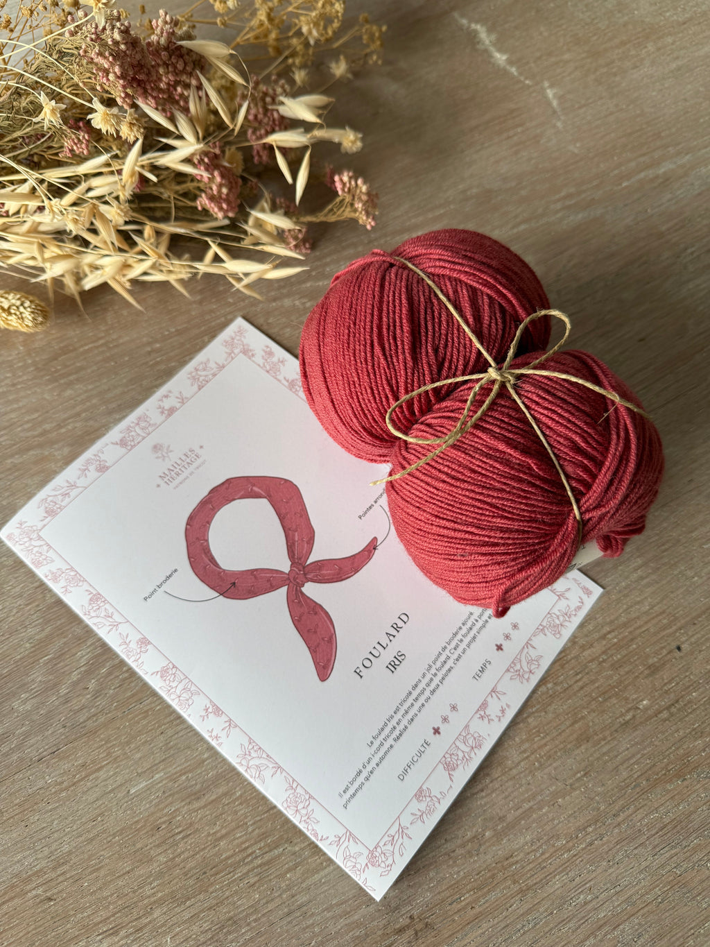 Kit Tricot - Foulard Iris Framboise - Collab' Mailles Héritage x Atelier 27