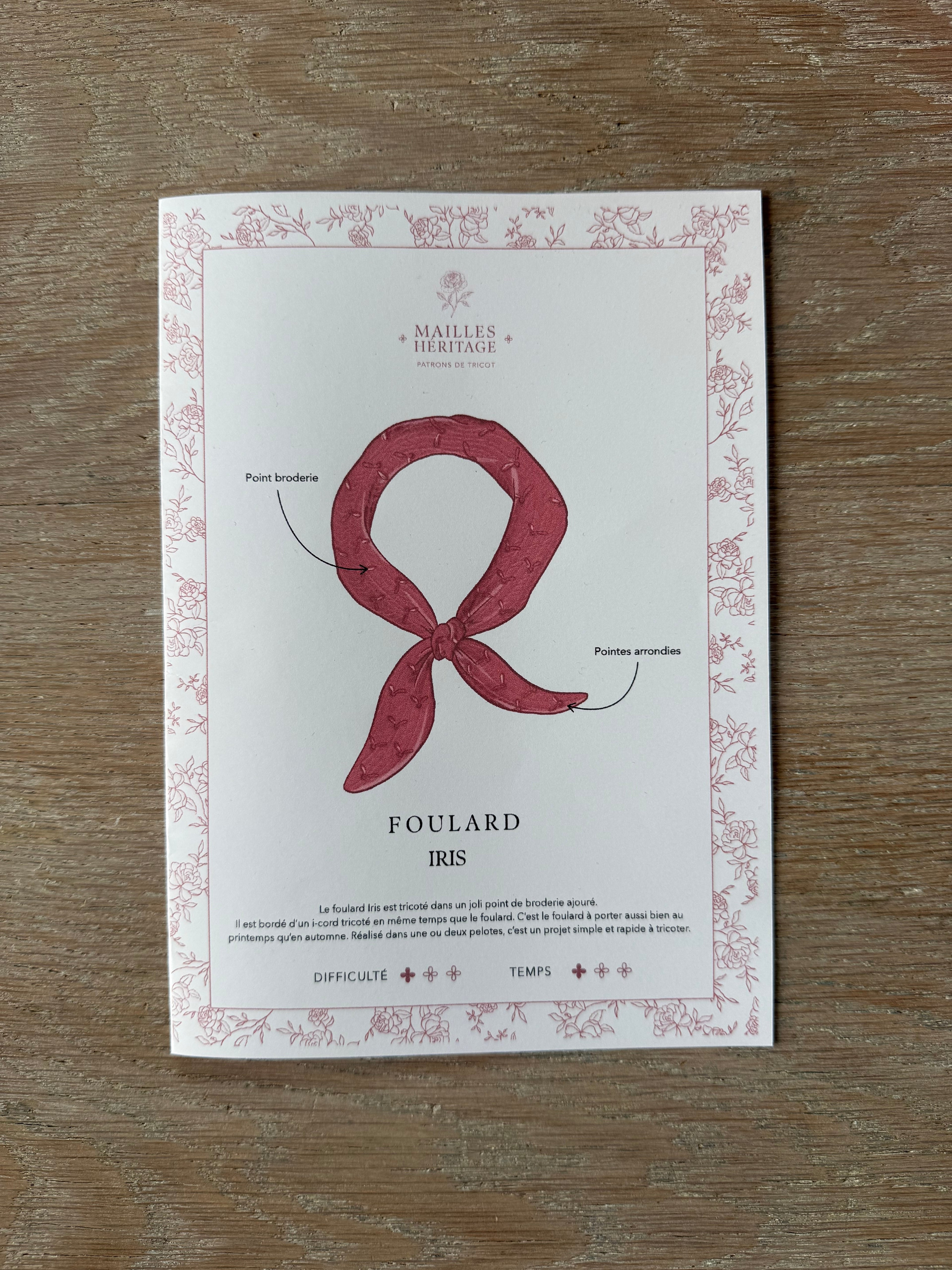 Patron Tricot - Foulard Iris - Mailles Héritage