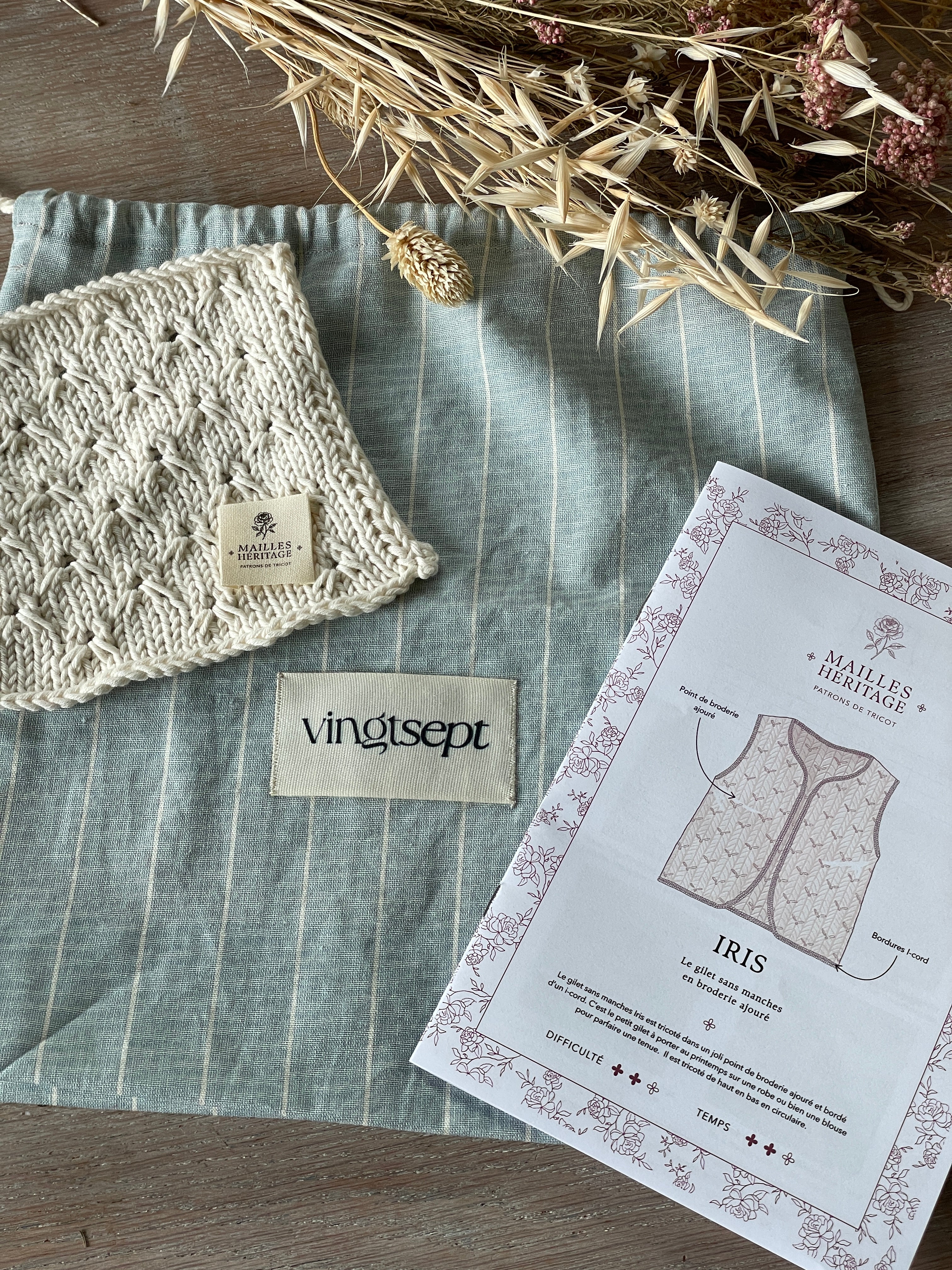 Patron Tricot - Gilet Iris - Mailles Héritage