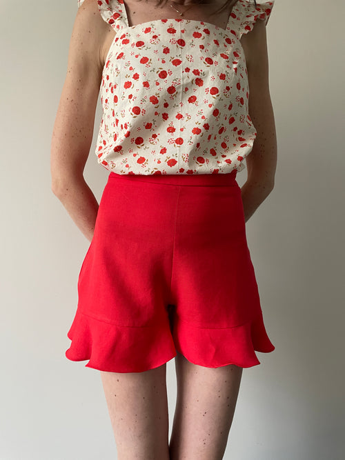 Ensemble Short Marius & Toile lin-viscose Coletta Coquelicot