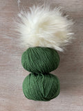 Knitting kit with Dublin Olive Green yarn + Pom-pom of your choice