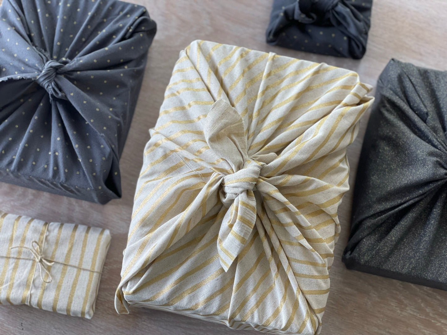 Trio of coupons - Furoshiki gift wrapping - Anthracite &amp; Gold