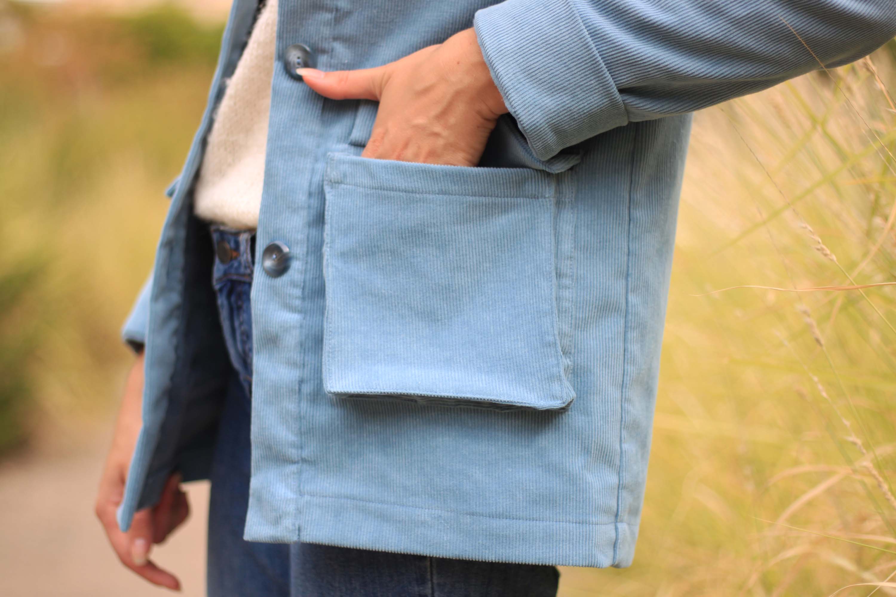 Velours grosse cote - Uni - Bleu Shadow