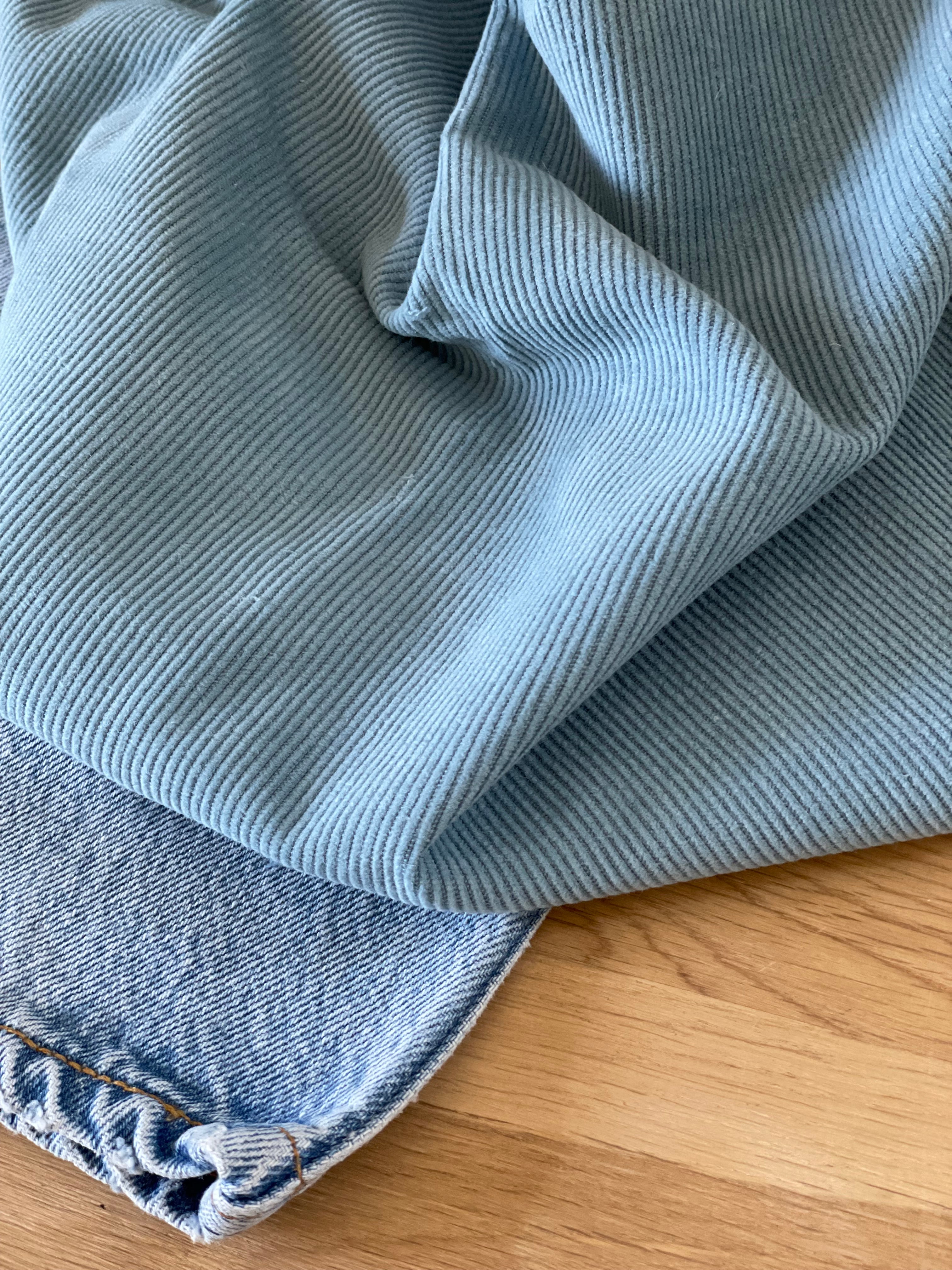 Velours grosse cote - Uni - Bleu Shadow