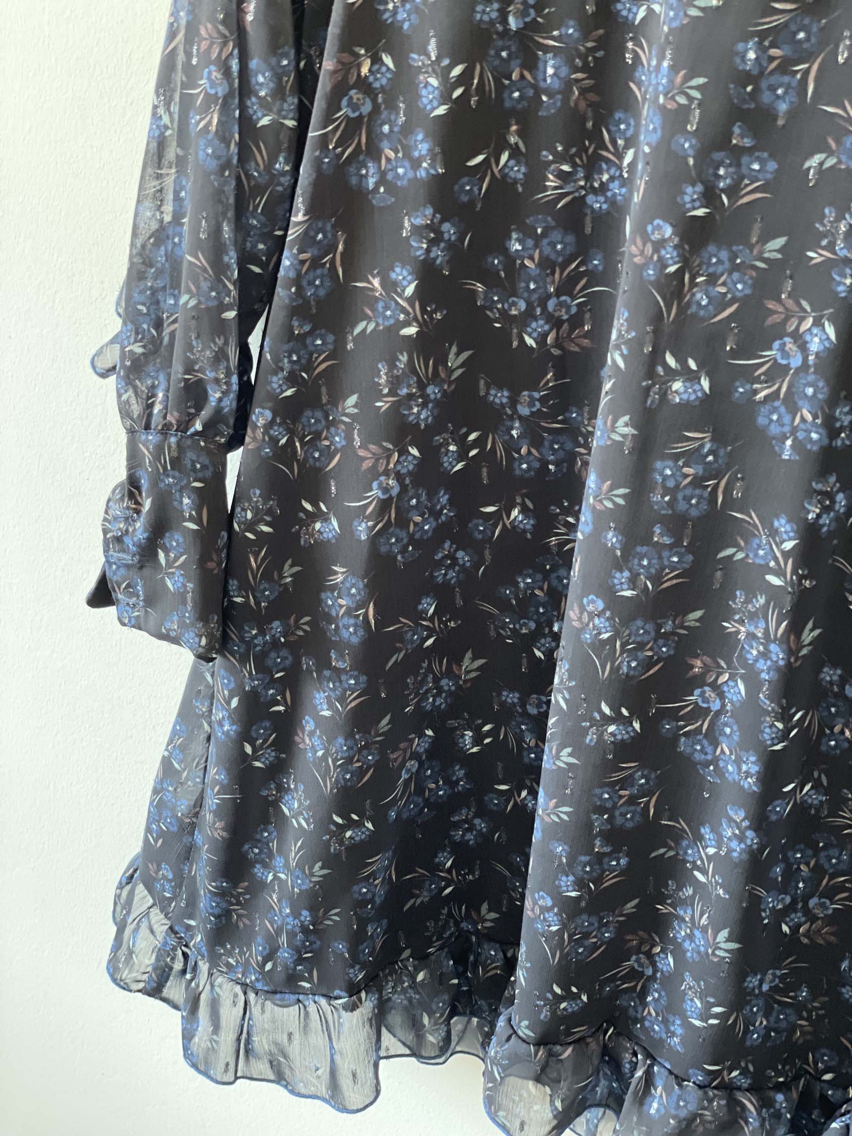 Lurex plumetis veil - Lina print - Navy (Coupon)