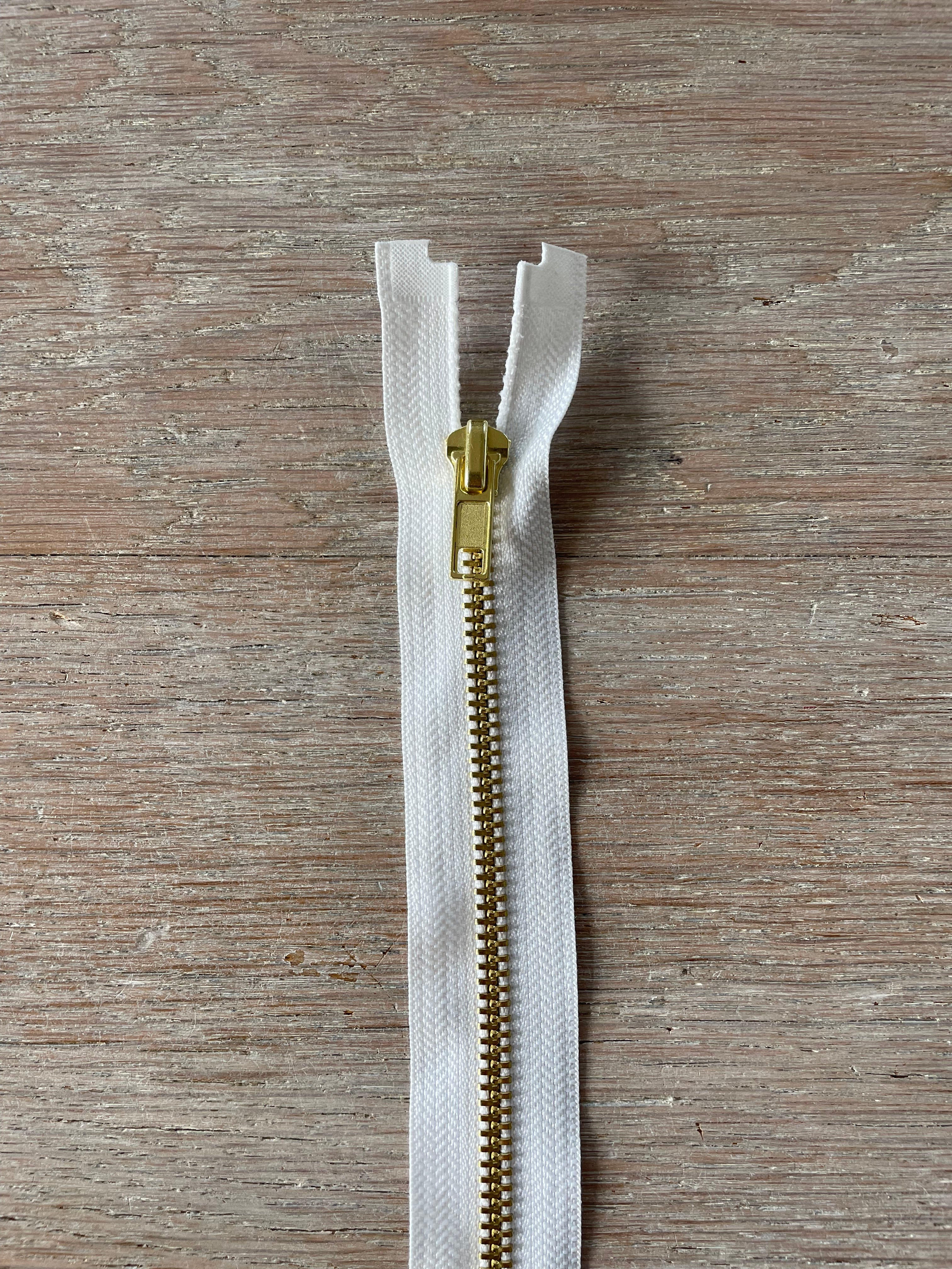 Fermeture à glissière en laiton doré