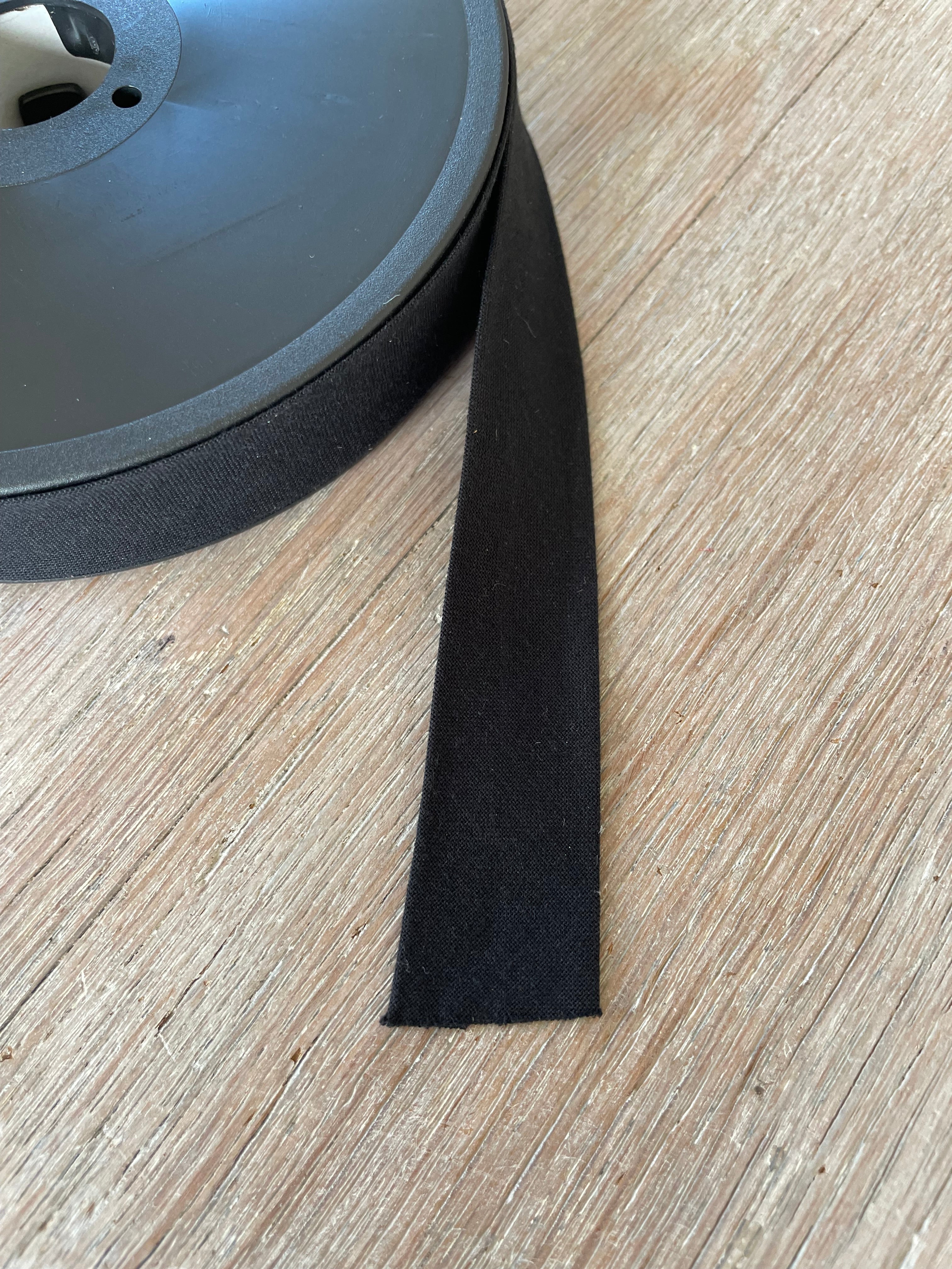 Biais en coton bio noir 20mm