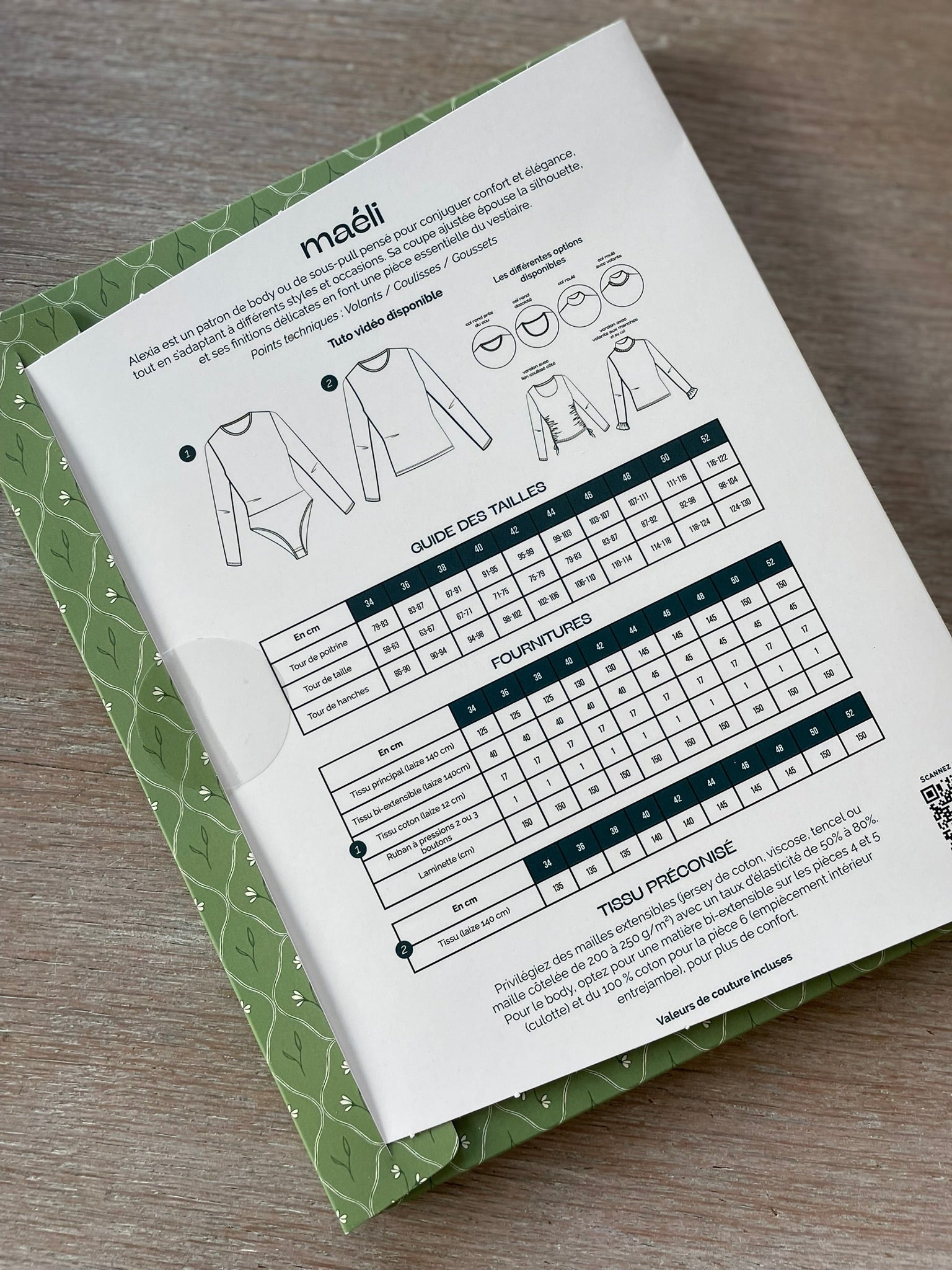 Patron Pochette - Body ou Pull Alexia - Maéli Paris