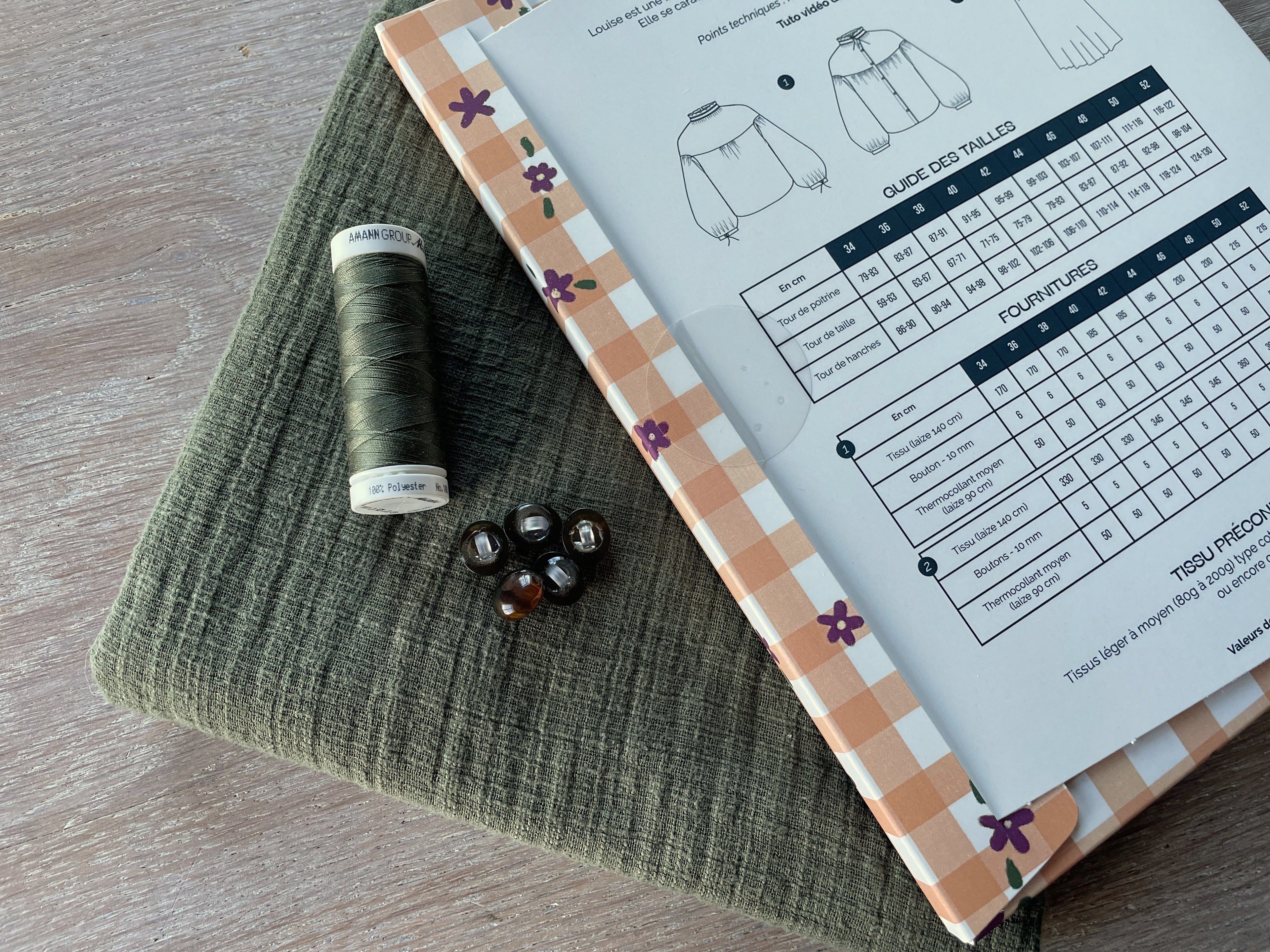 Ensemble Blouse Louise & Toile Flammée Kos Olive