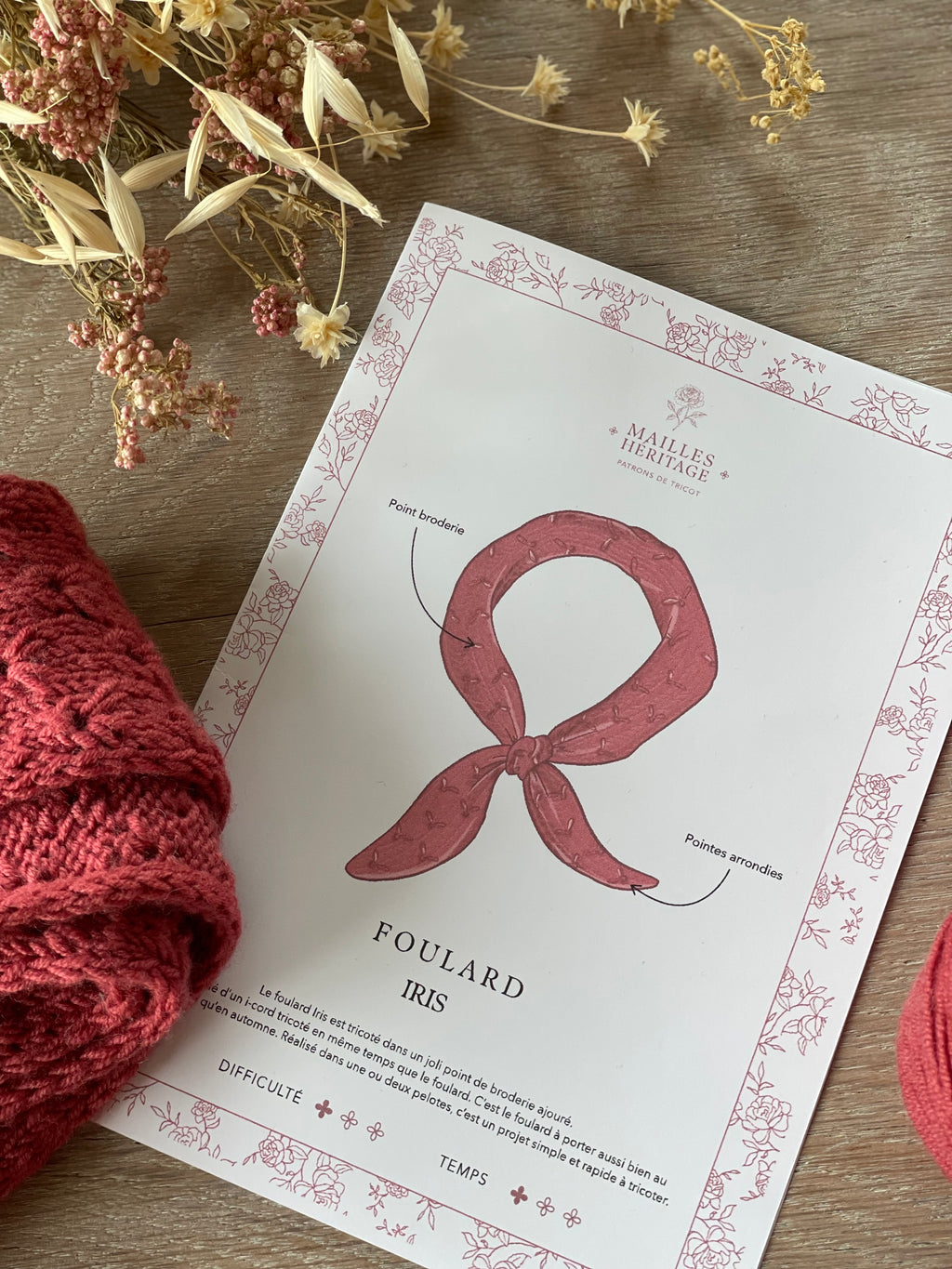 Patron Tricot - Foulard Iris - Mailles Héritage