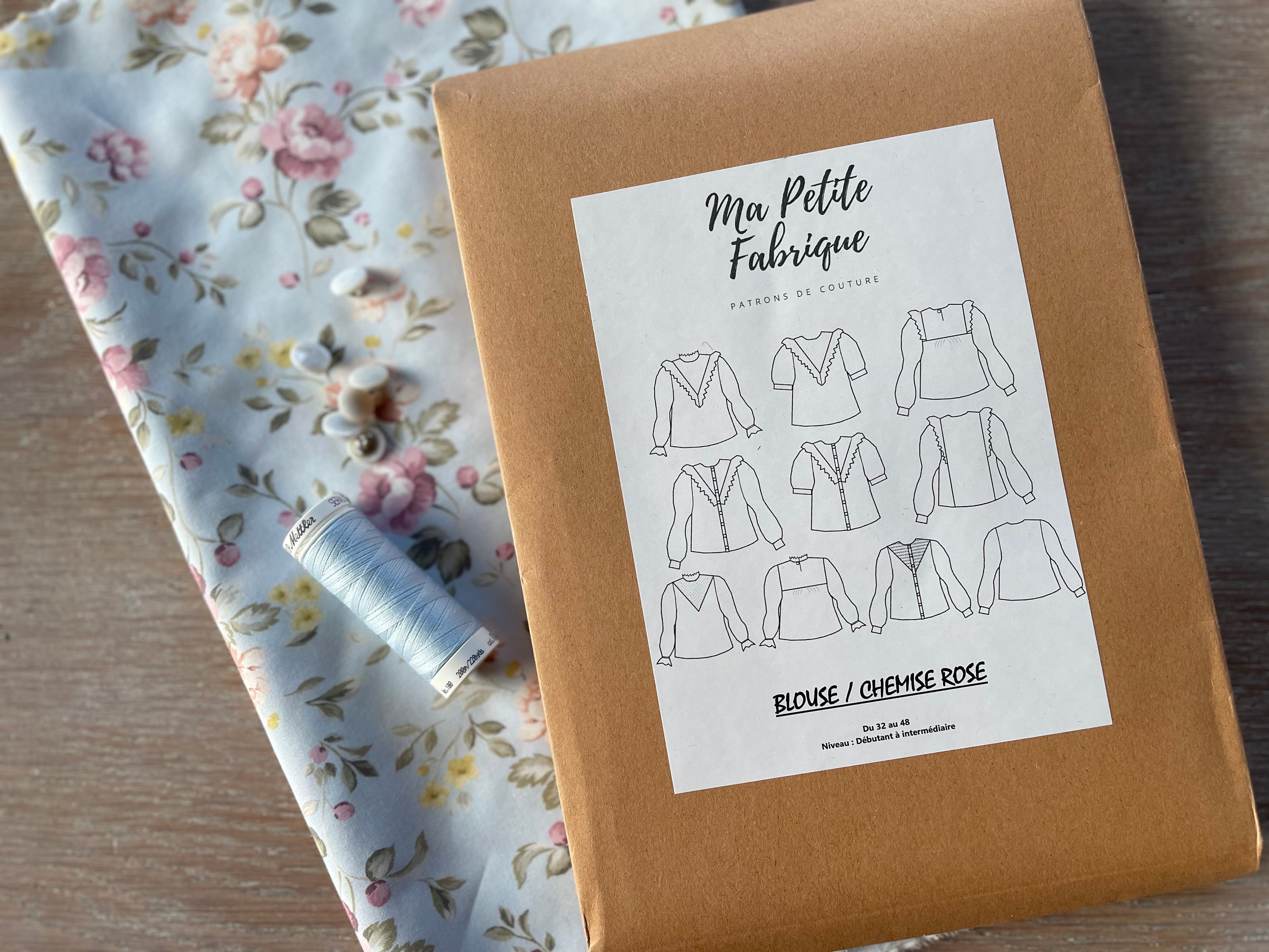 Ensemble Chemise Rose & Douce popeline de coton Antoinette