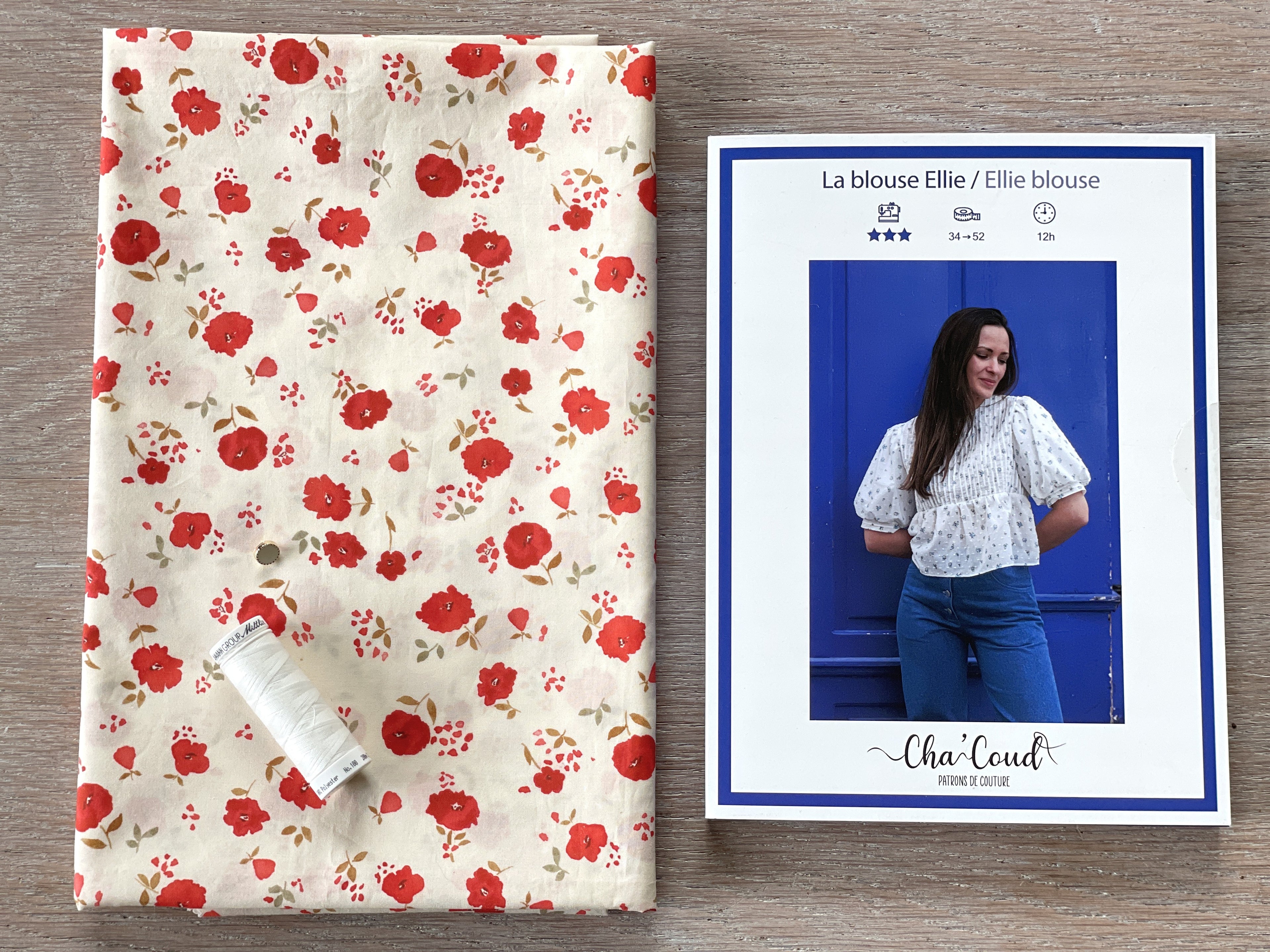 Ensemble Blouse Ellie & Douce popeline de coton Poppy