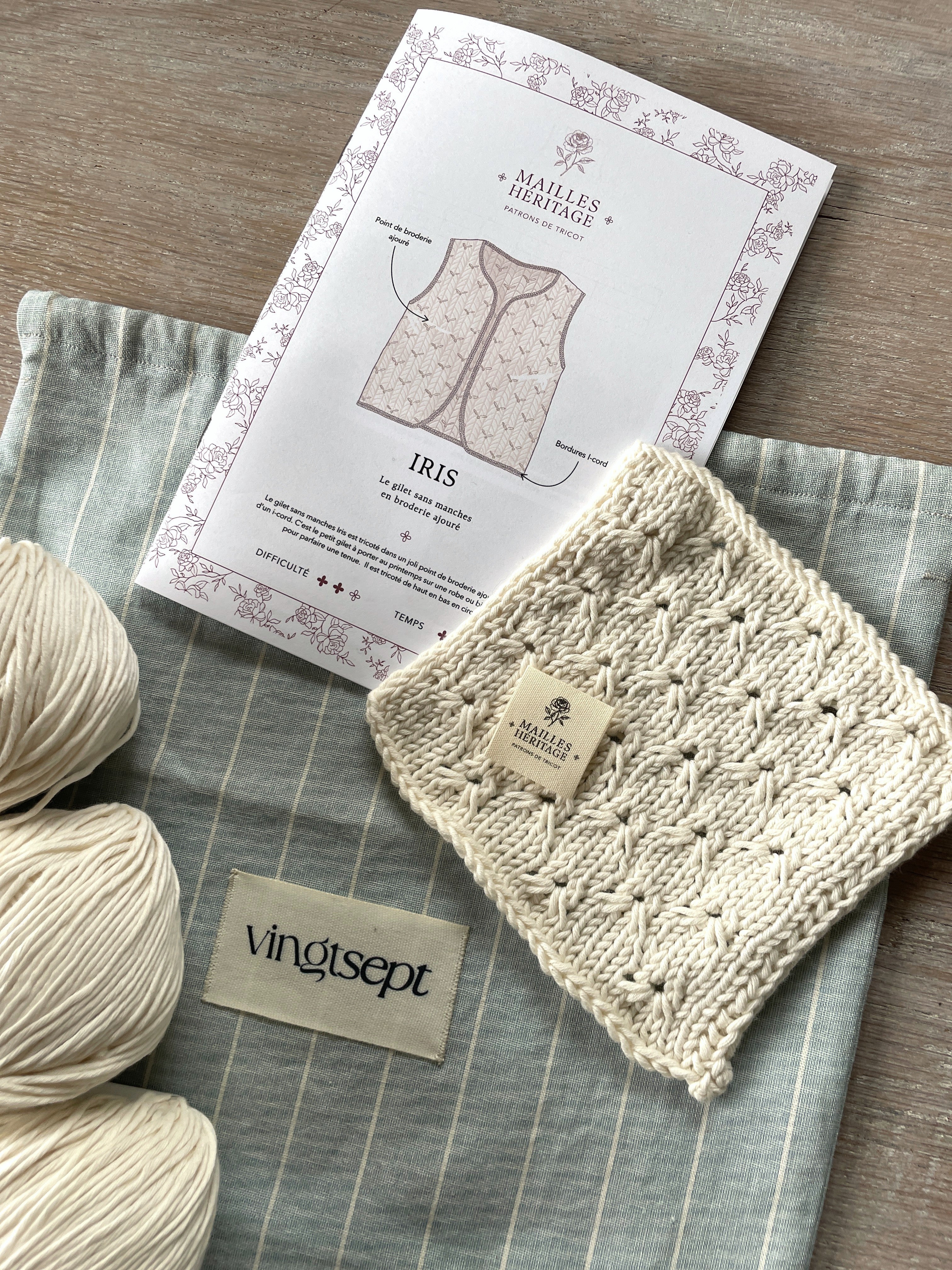 Kit tricot - Gilet Iris en fil Oléron - Collab' Mailles Héritage x Atelier 27