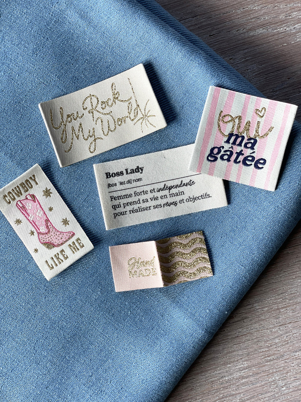 Lot de 5 étiquettes tissées Casa La Forêt