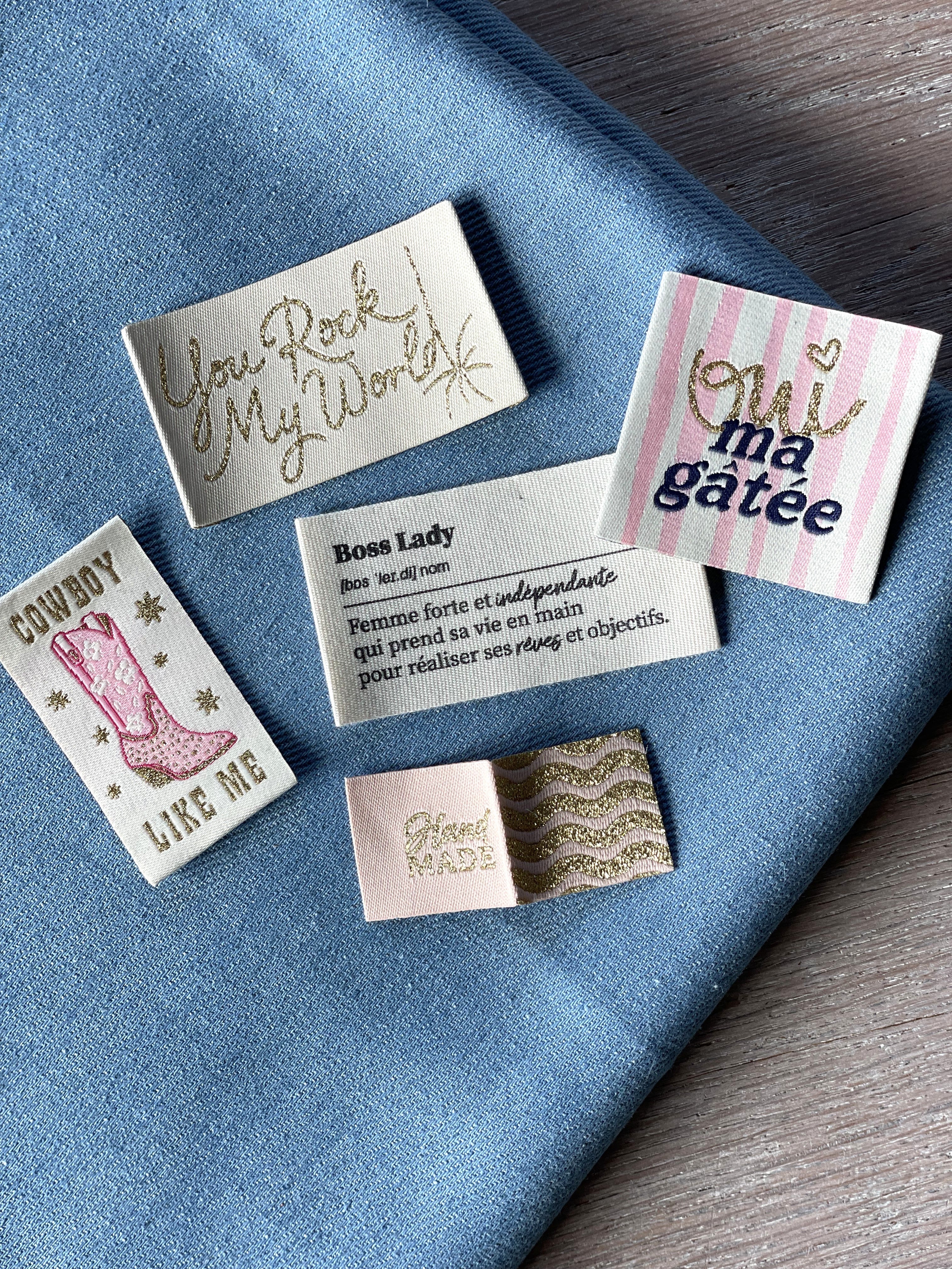 Lot de 5 étiquettes tissées Casa La Forêt