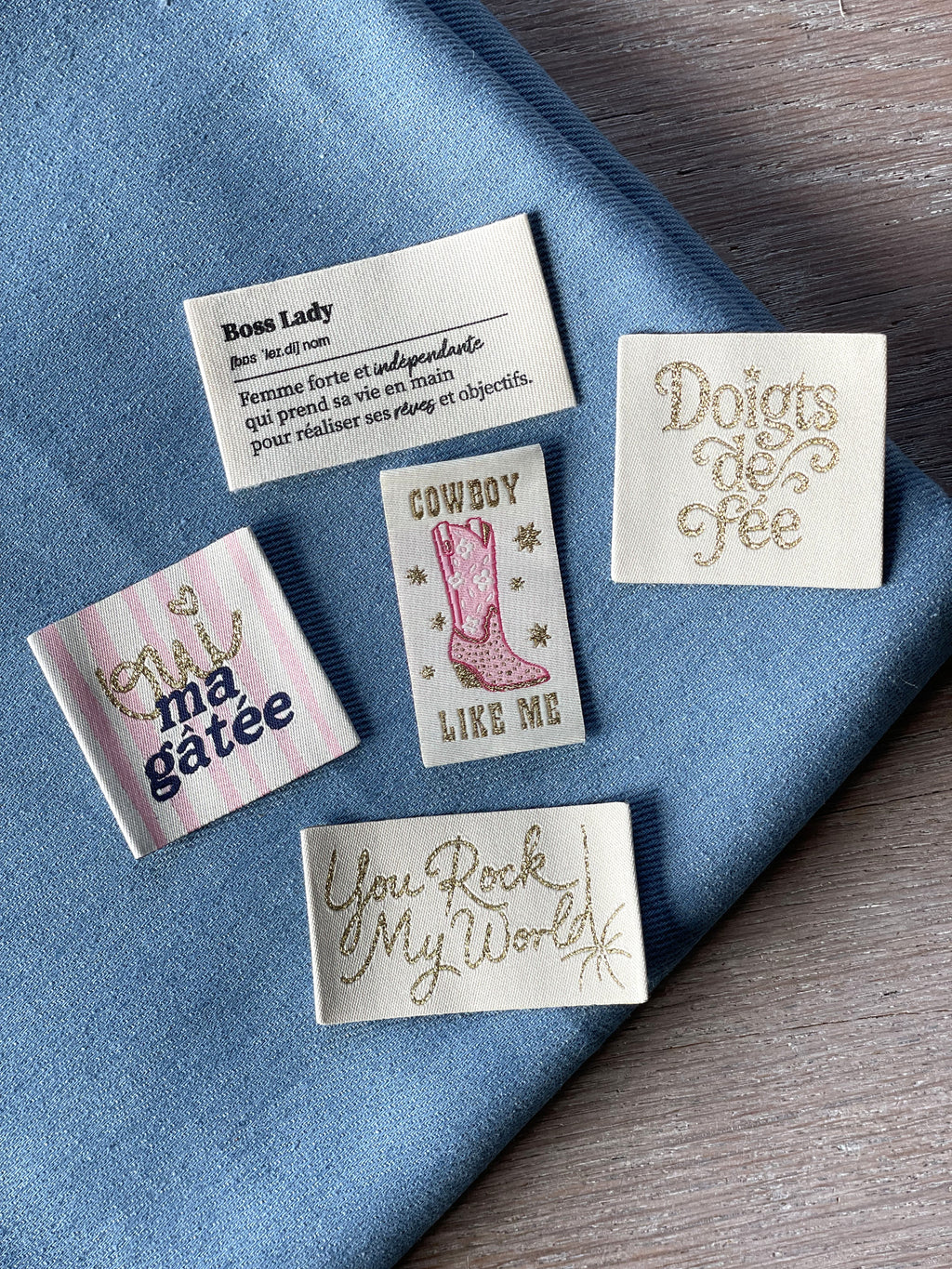 Lot de 5 étiquettes tissées Casa La Forêt