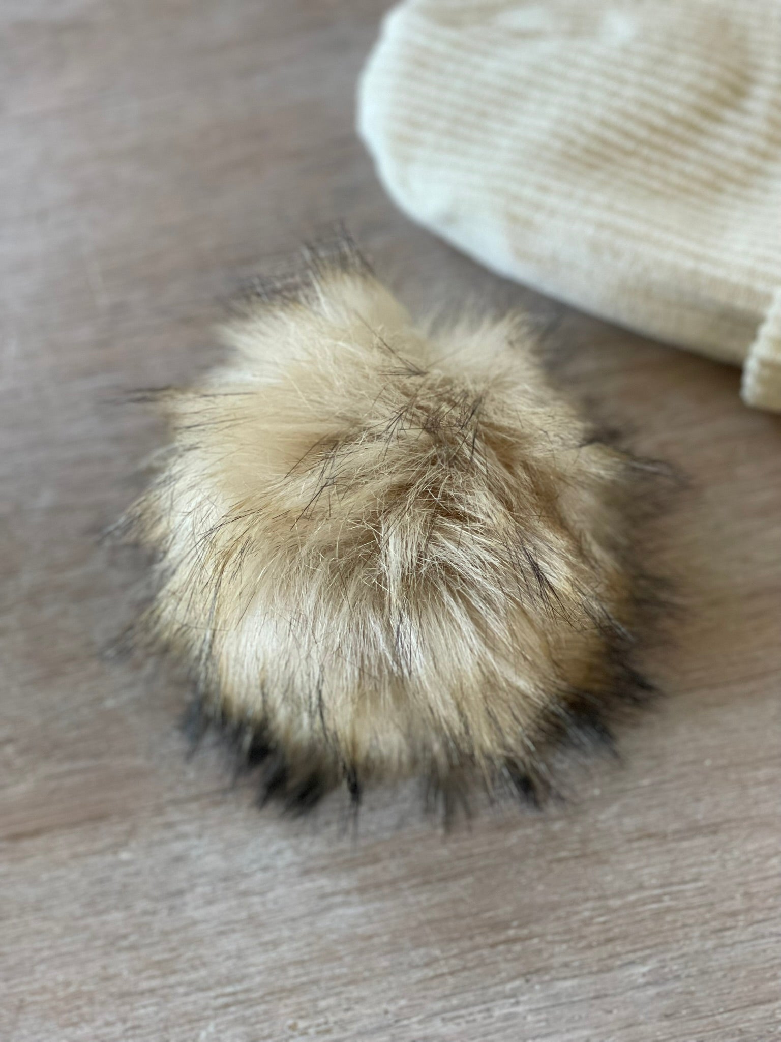 Handmade faux fur pompom