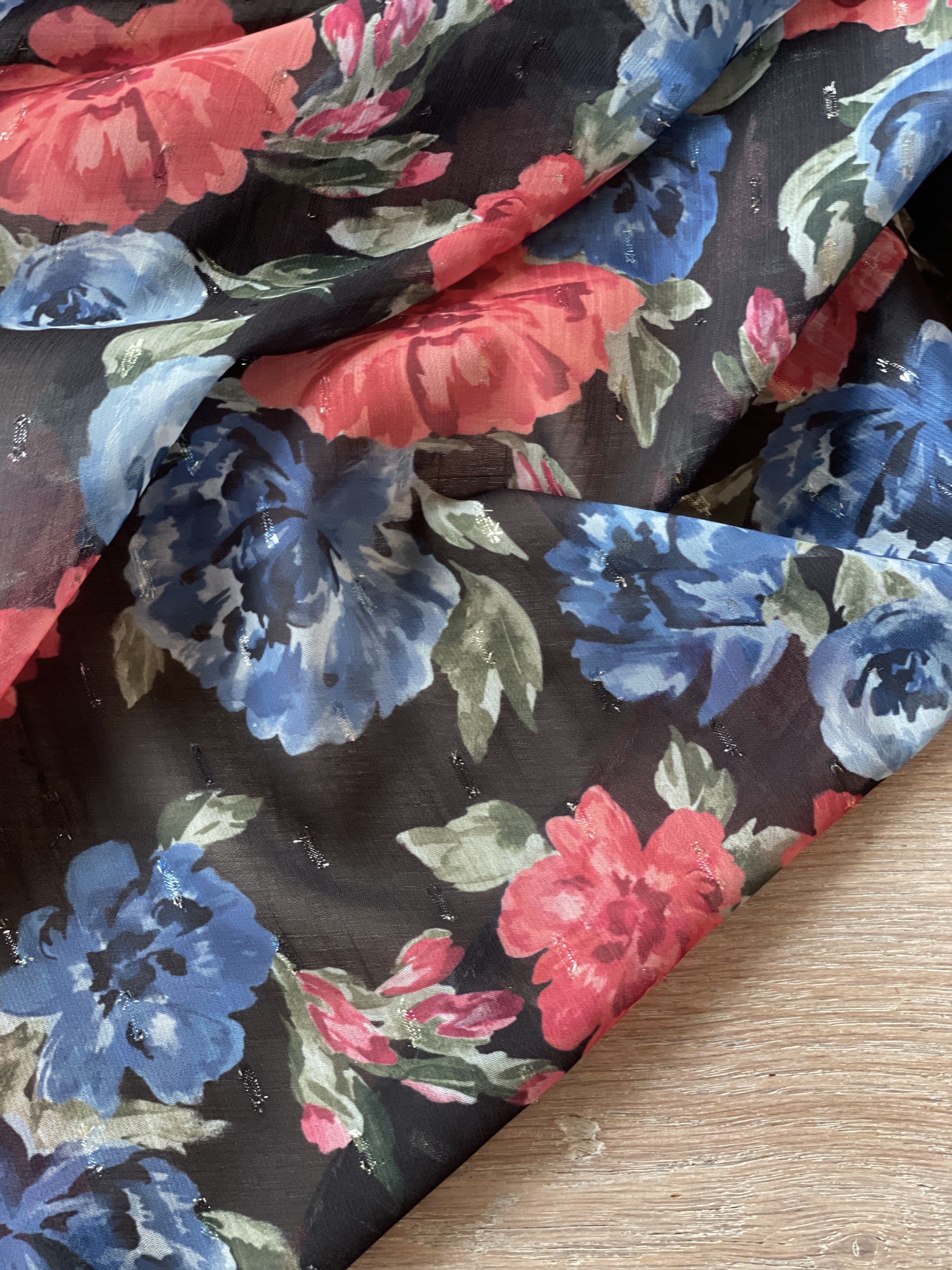 Voile Lurex Plumetis - Imprimé Paulette