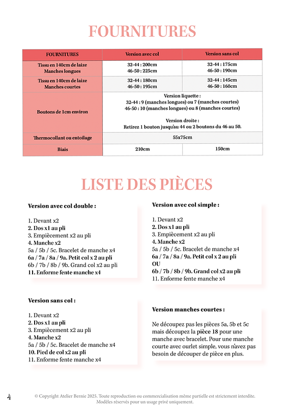 Pouch Pattern - Nicole Shirt - Atelier Bernie