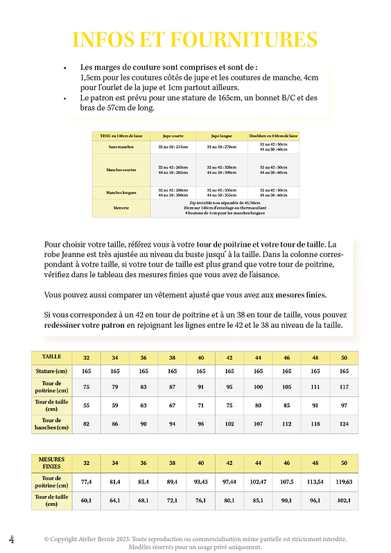 Patron Pochette - Robe Jeanne - Atelier Bernie