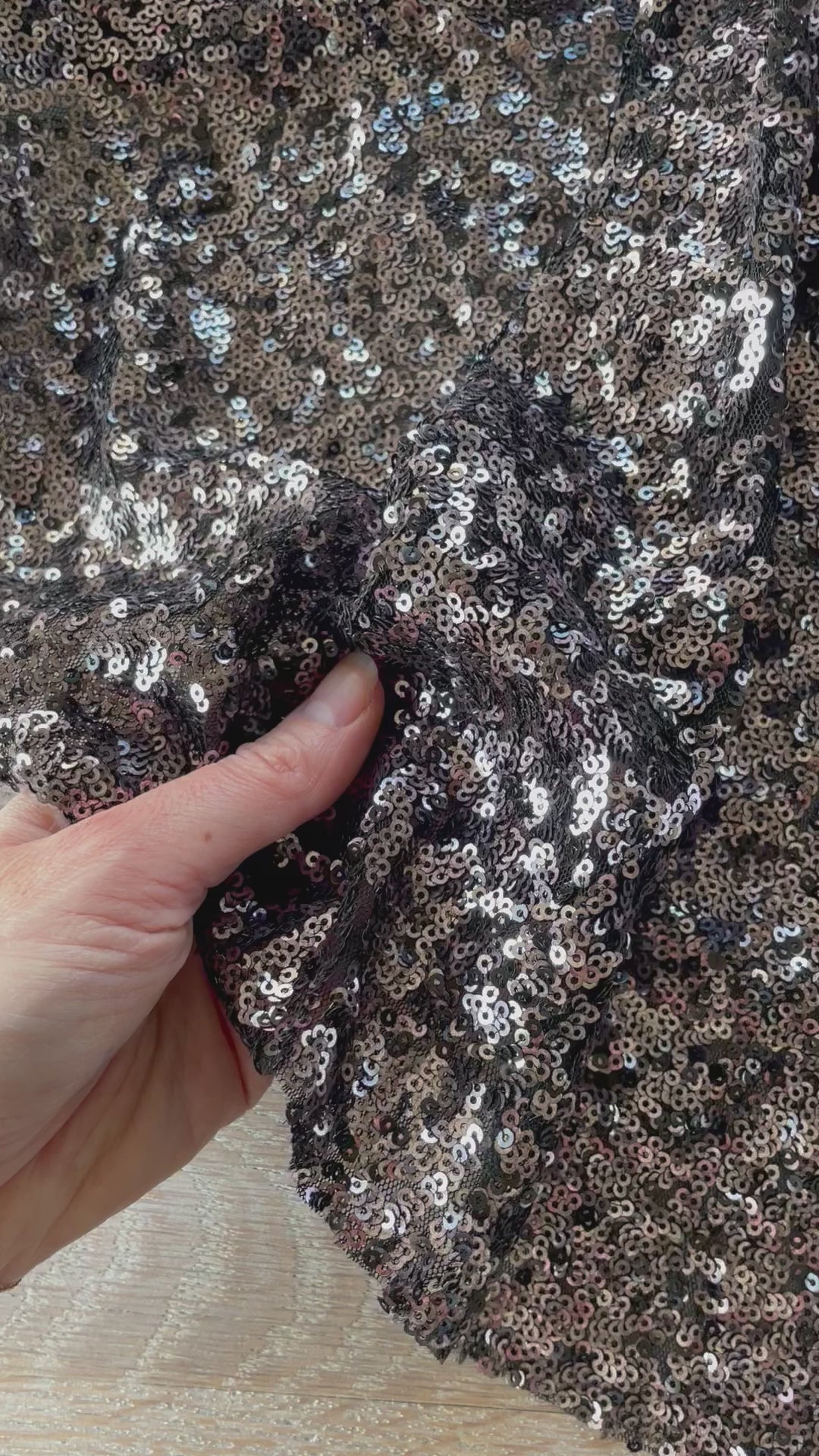 Sequins - Noir Argent - Uni brillant (Coupon)