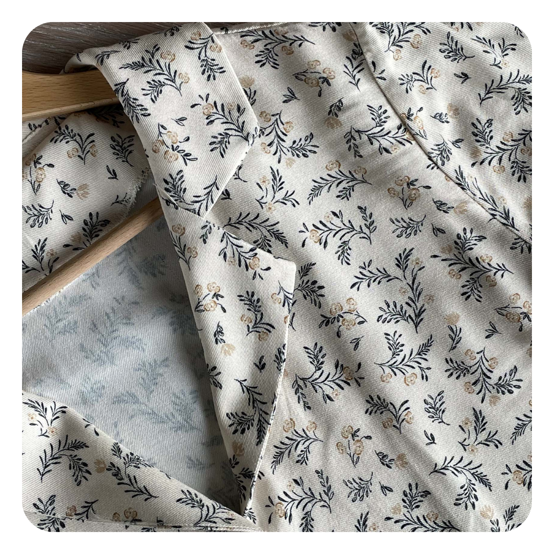 Sergé viscose - Imprimé Marais - Ivoire et noir (Coupons)